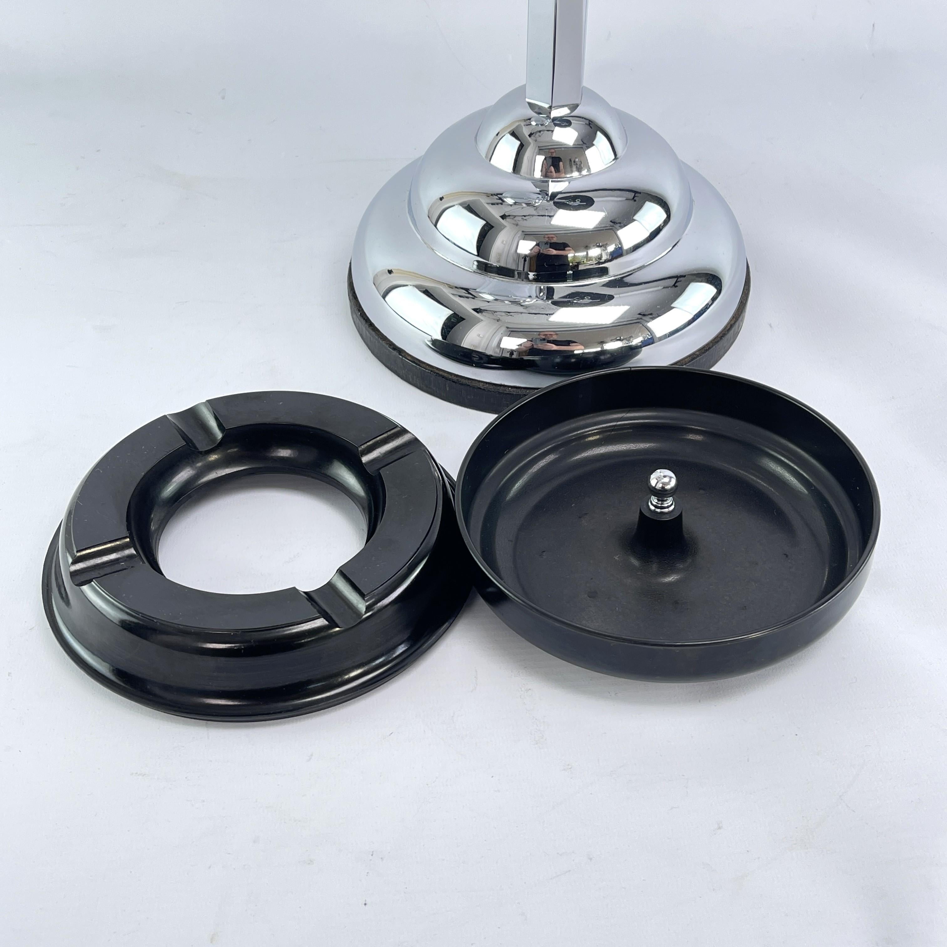 Metal Art Deco Ashtray Stand, Chrome and Bakelite by Demeyere, Belgium, 1930s For Sale
