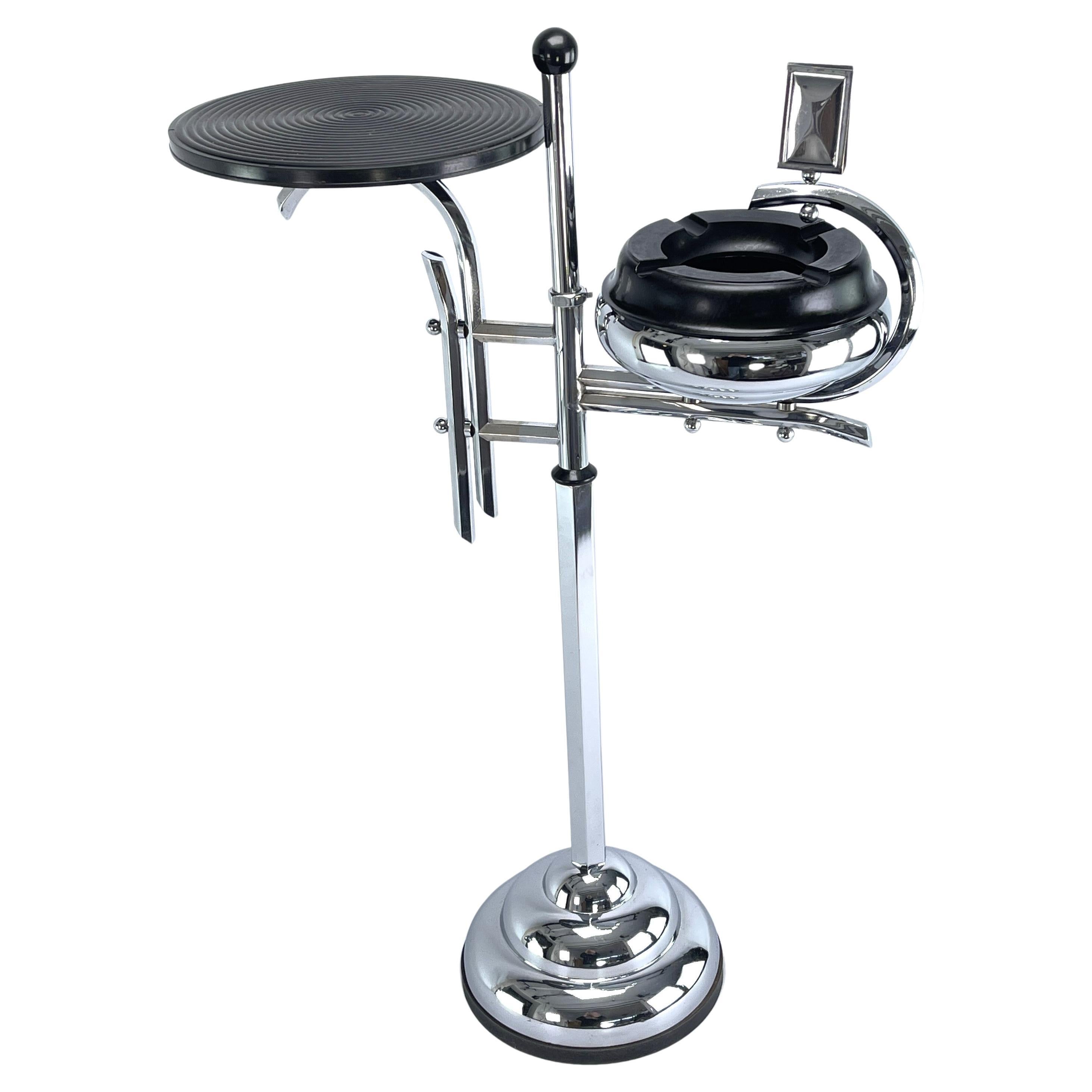 Art Deco Ashtray Stand, Chrome and Bakelite by Demeyere, Belgium, 1930s