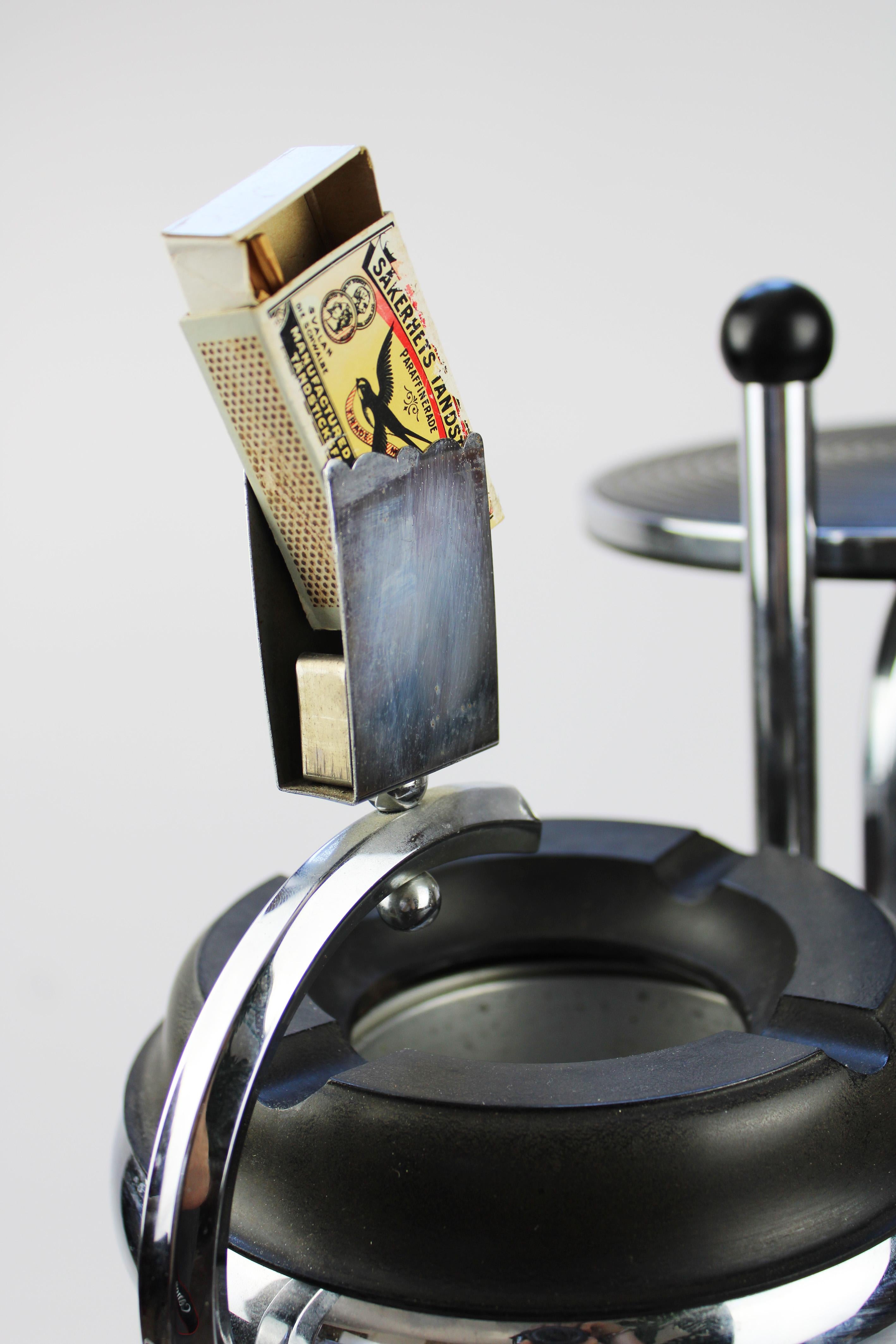 Art Deco Aschenbecher Stand Chrom Bakelit Demeyere Streamline Modern 1930 Belgien im Angebot 4