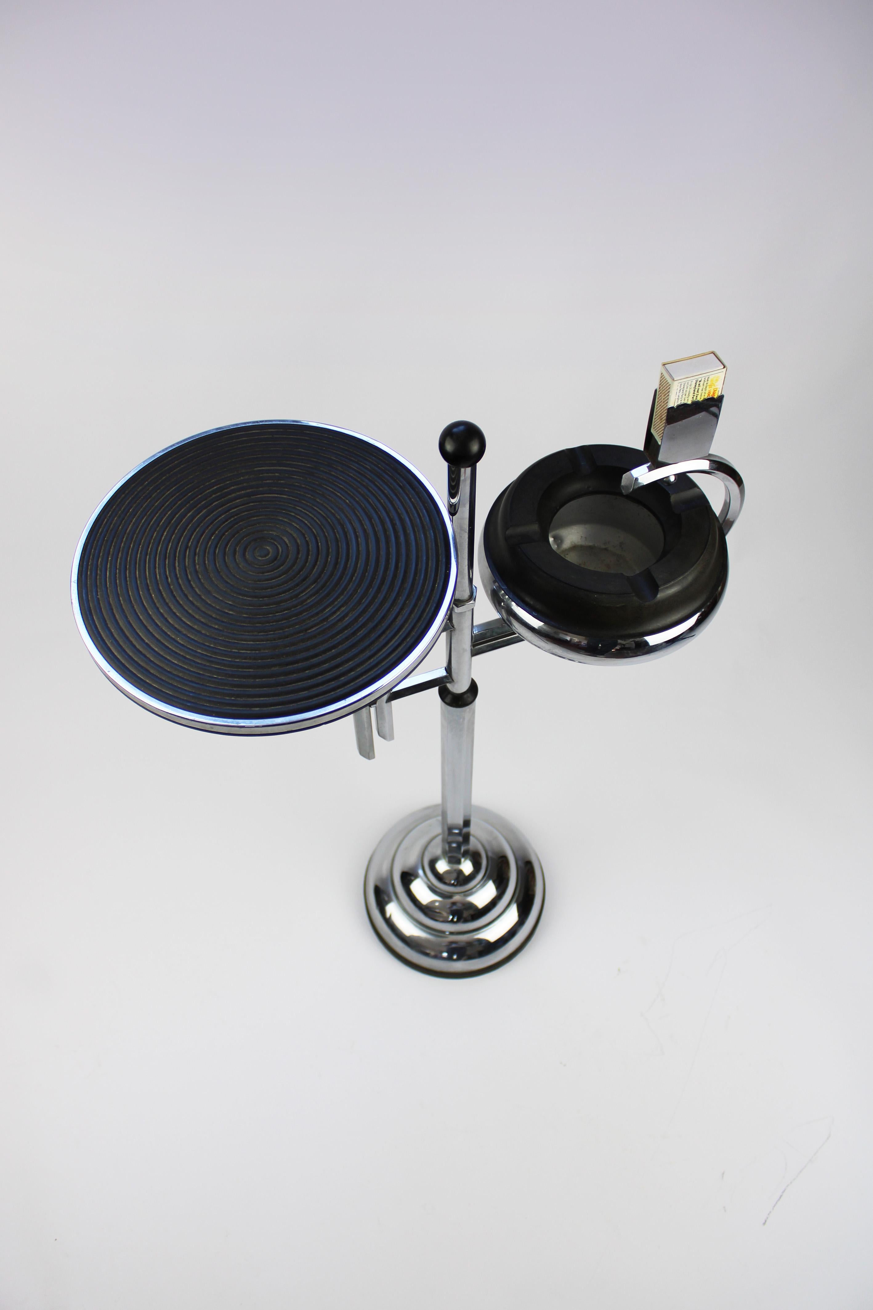 Art Deco Aschenbecher Stand Chrom Bakelit Demeyere Streamline Modern 1930 Belgien (Art déco) im Angebot
