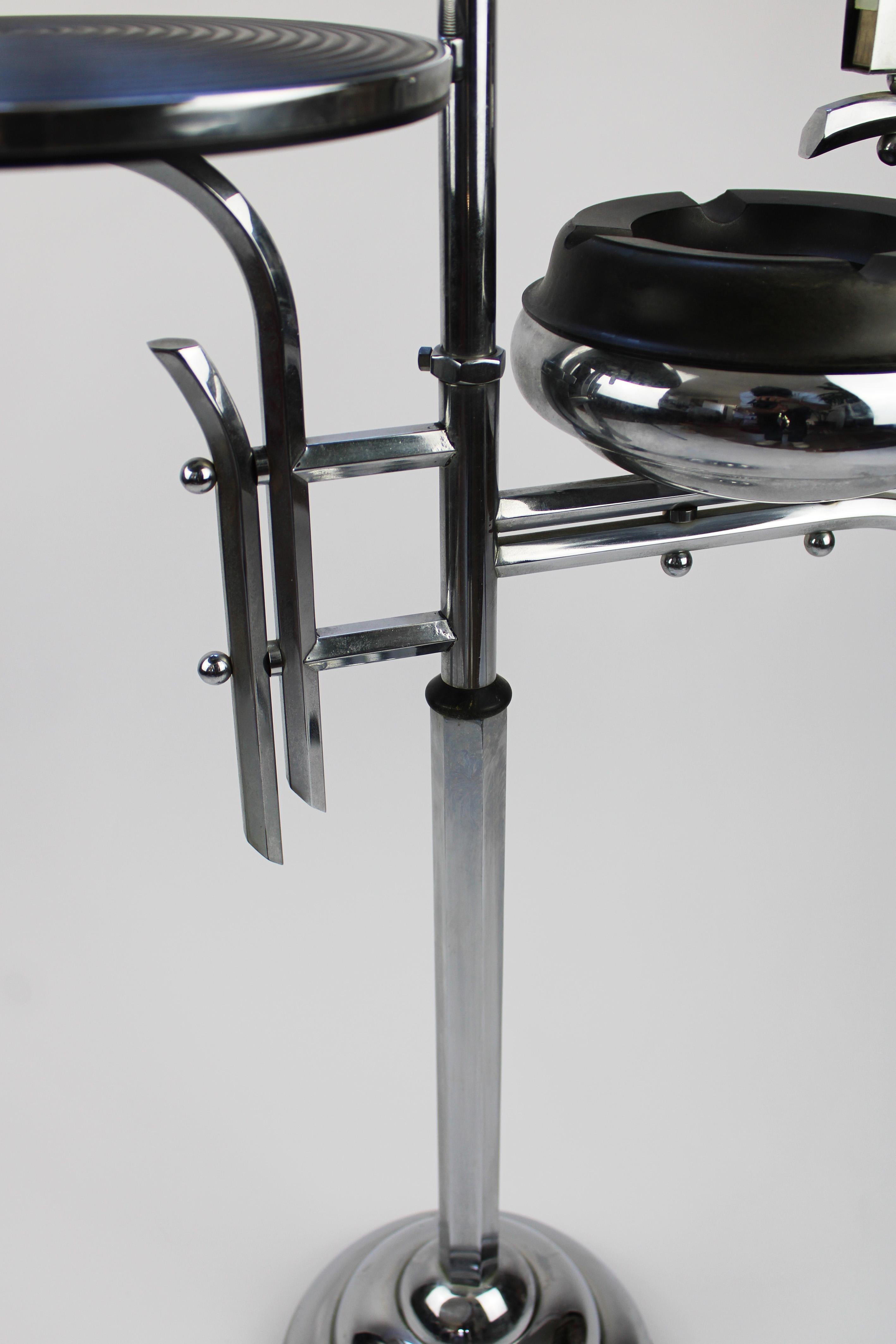 Art Deco Aschenbecher Stand Chrom Bakelit Demeyere Streamline Modern 1930 Belgien im Angebot 1