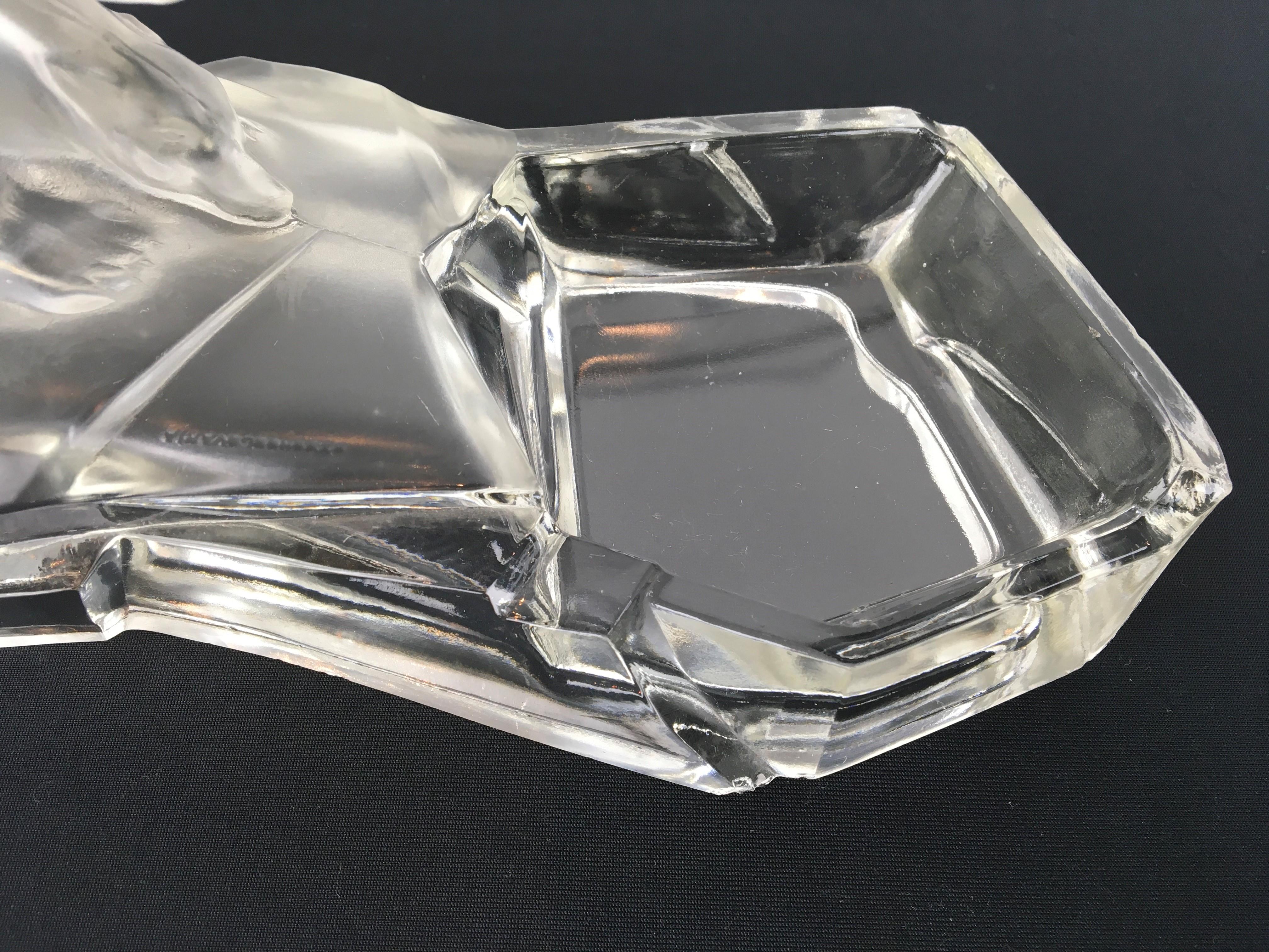 Glass Art Deco Ashtray with Polar Bears, Karel Zentner, Czechoslovakia