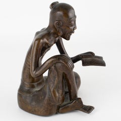 Statuetta in bronzo in stile Art Déco raffigurante uno studioso annamita, Indocina, 1920 circa