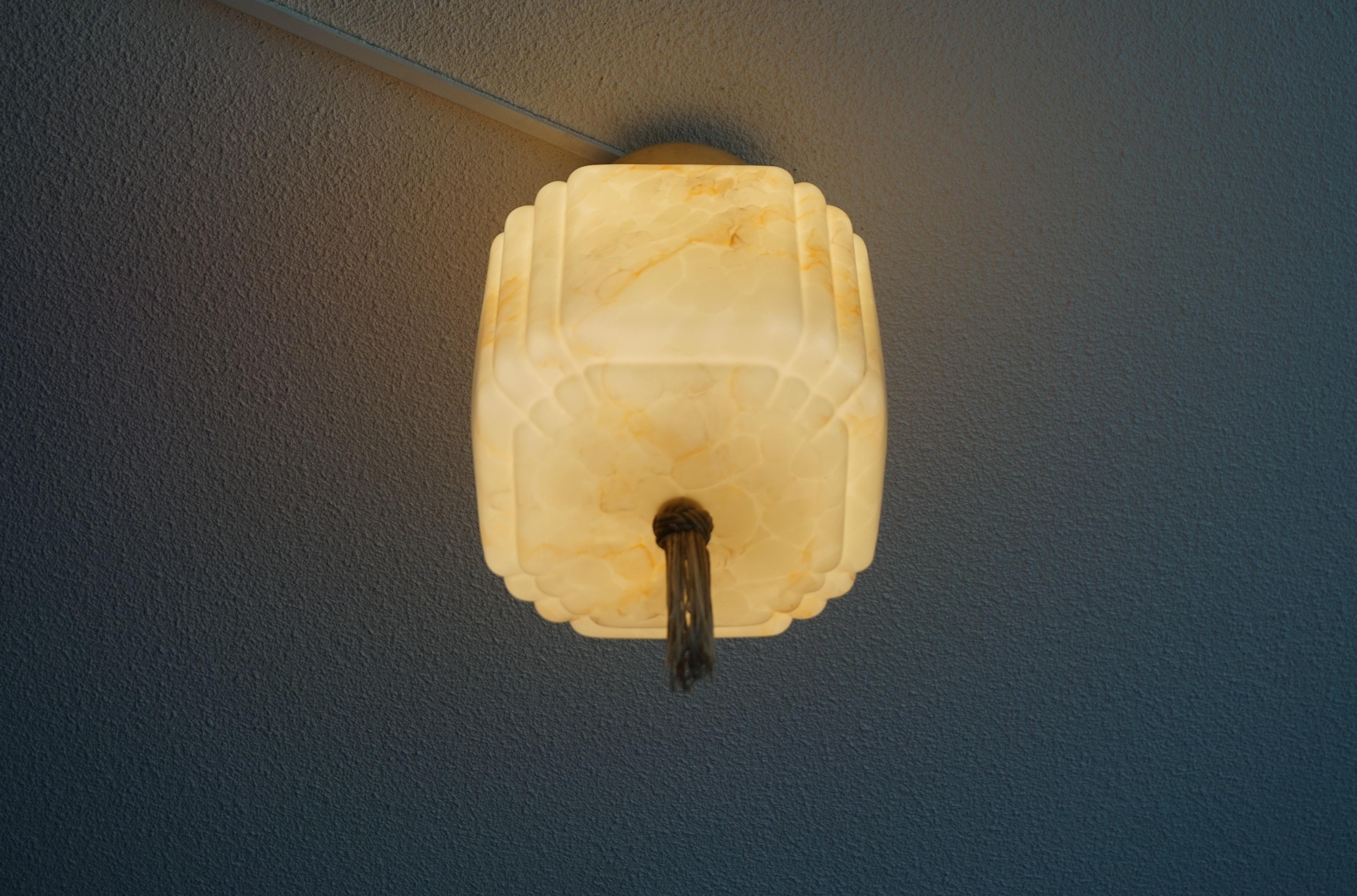 Art Deco Asian Style Glass Pendant / Flush Mount with Bakelite Canopy and Tassel 8