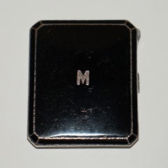 ART DECO ASPREY LONDON 1933 STERLING SiLVER ENAMEL & DIAMOND CIGARETTE CASE