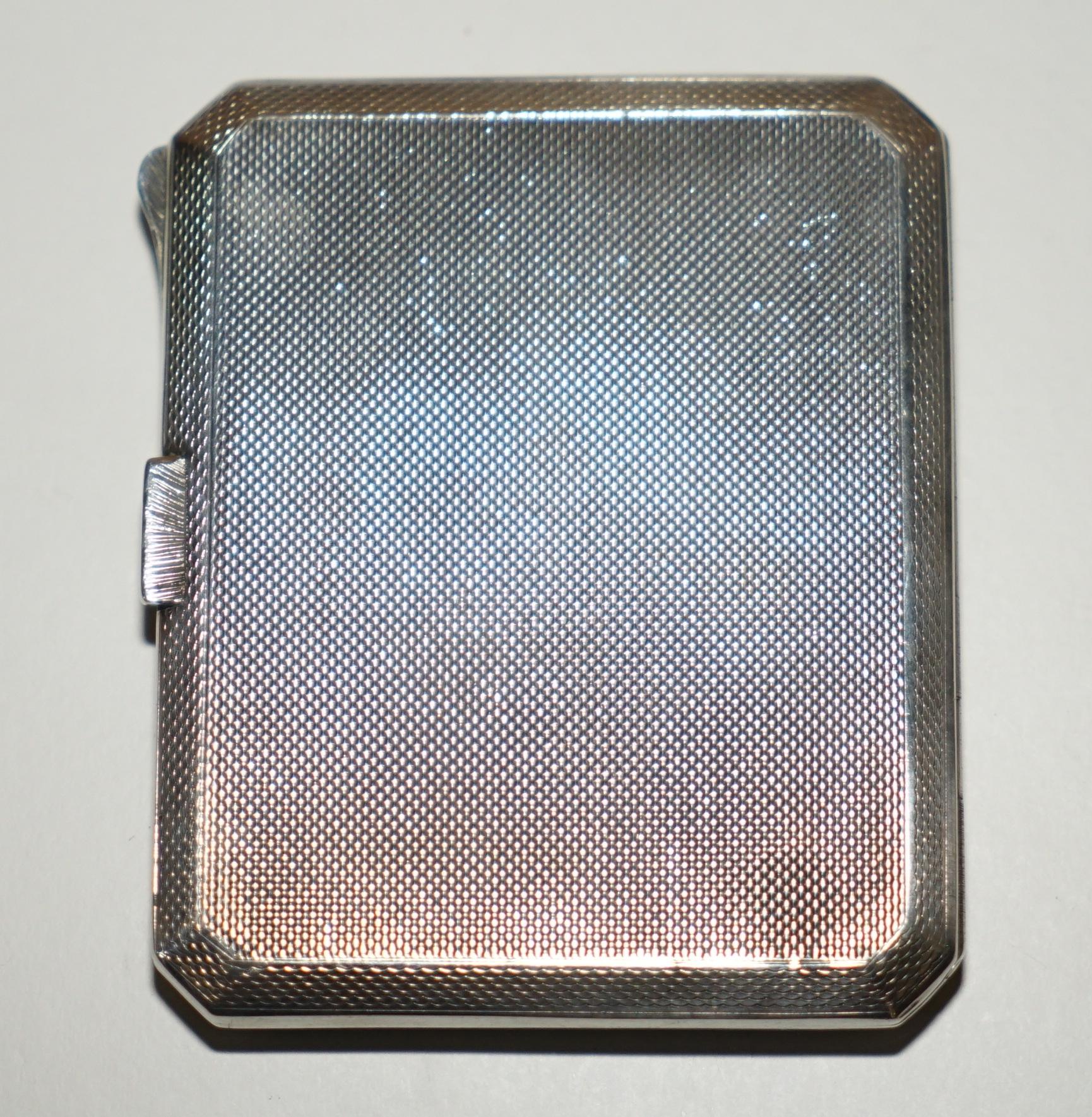 ART DECO ASPREY LONDON 1933 STERLING SiLVER ENAMEL & DIAMANT ZIGARETTENGEHÄUSE (Sterlingsilber) im Angebot