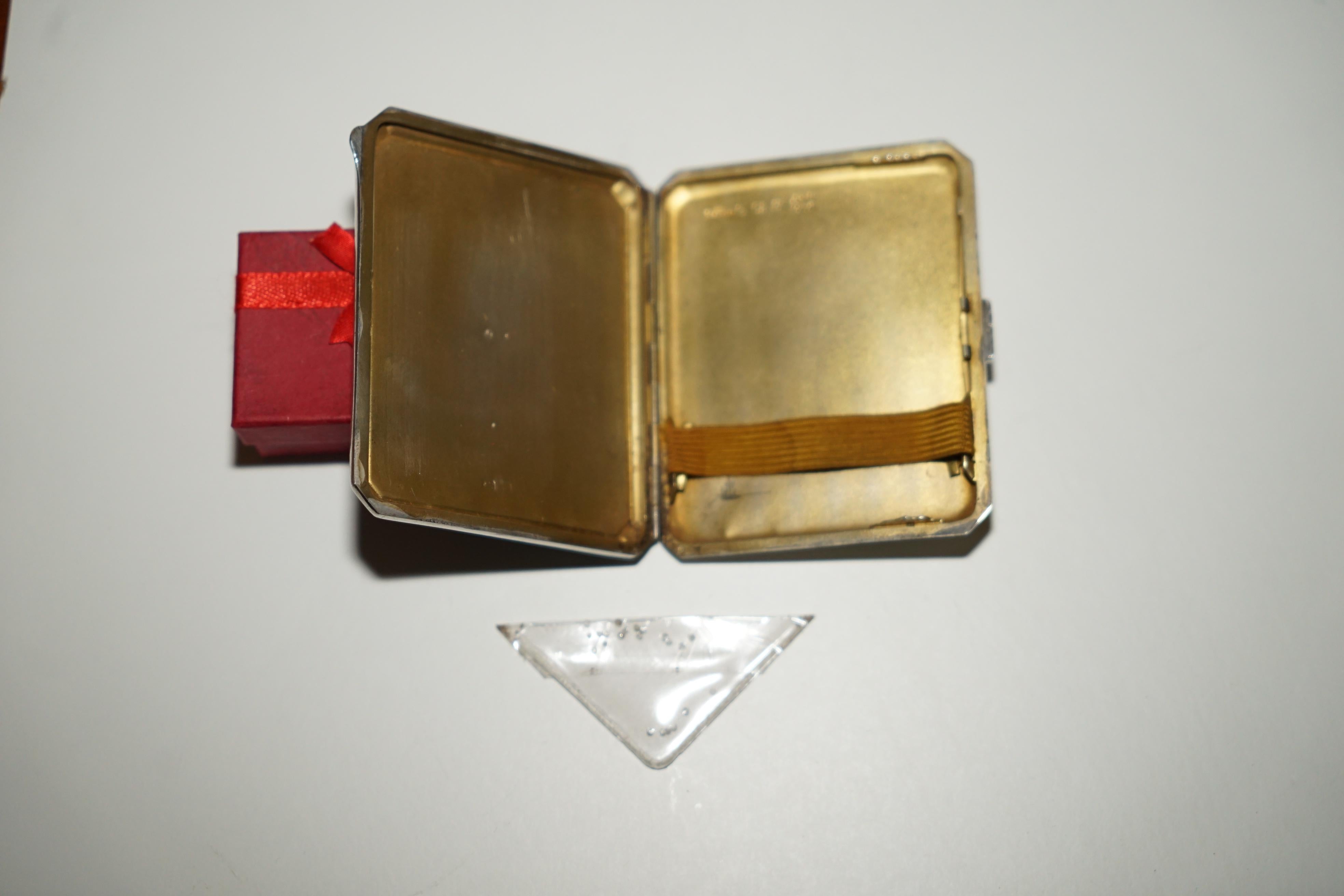 ART DECO ASPREY LONDON 1933 STERLING SiLVER ENAMEL & DIAMANT ZIGARETTENGEHÄUSE im Angebot 1