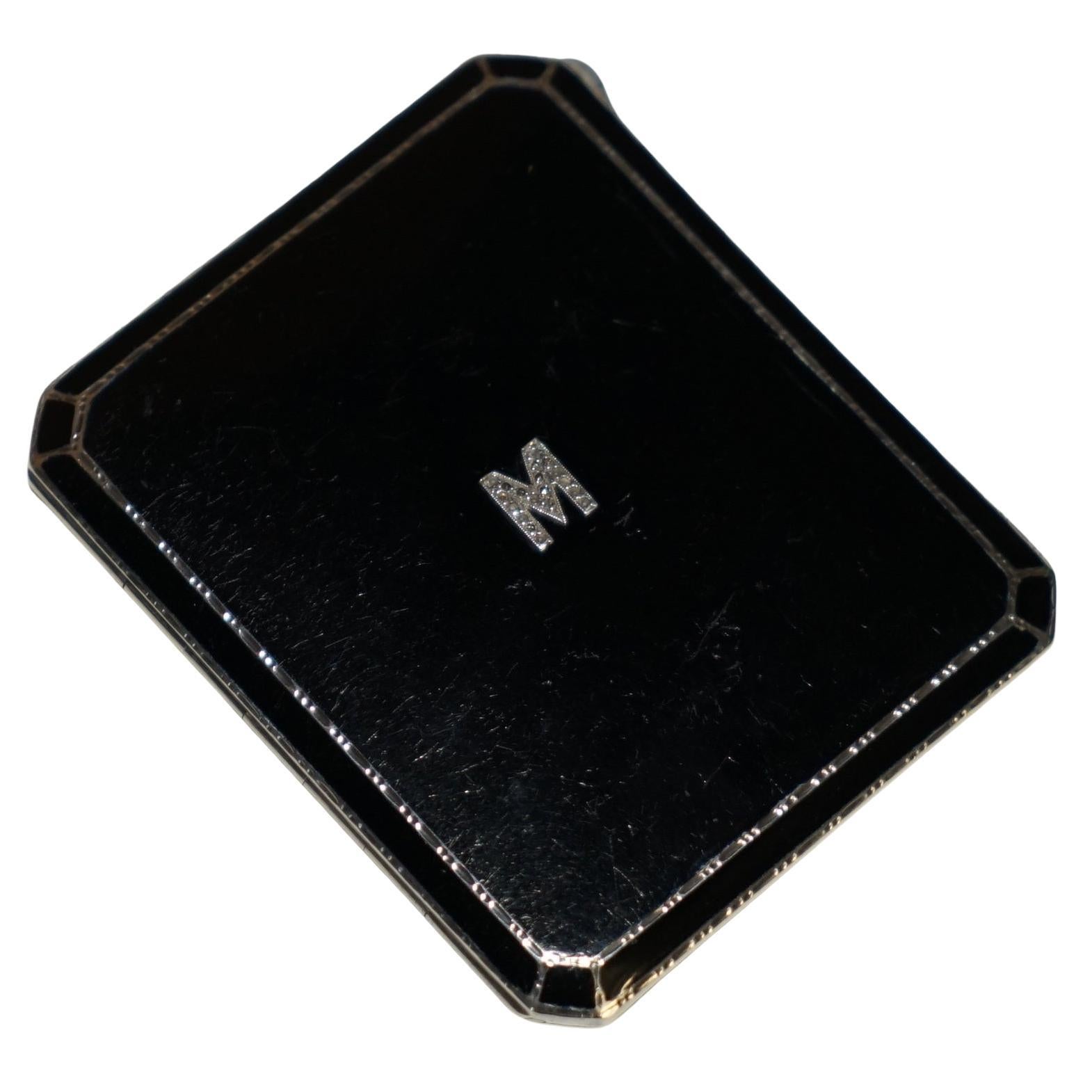 ART DECO ASPREY LONDON 1933 STERLING SiLVER ENAMEL & DIAMANT ZIGARETTENGEHÄUSE im Angebot