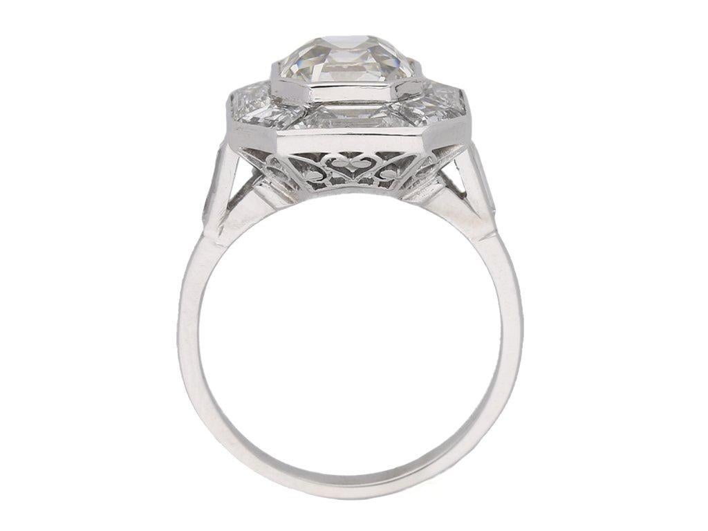 Asscher Cut Art Deco Asscher cut diamond cluster ring, English, circa 1930.
