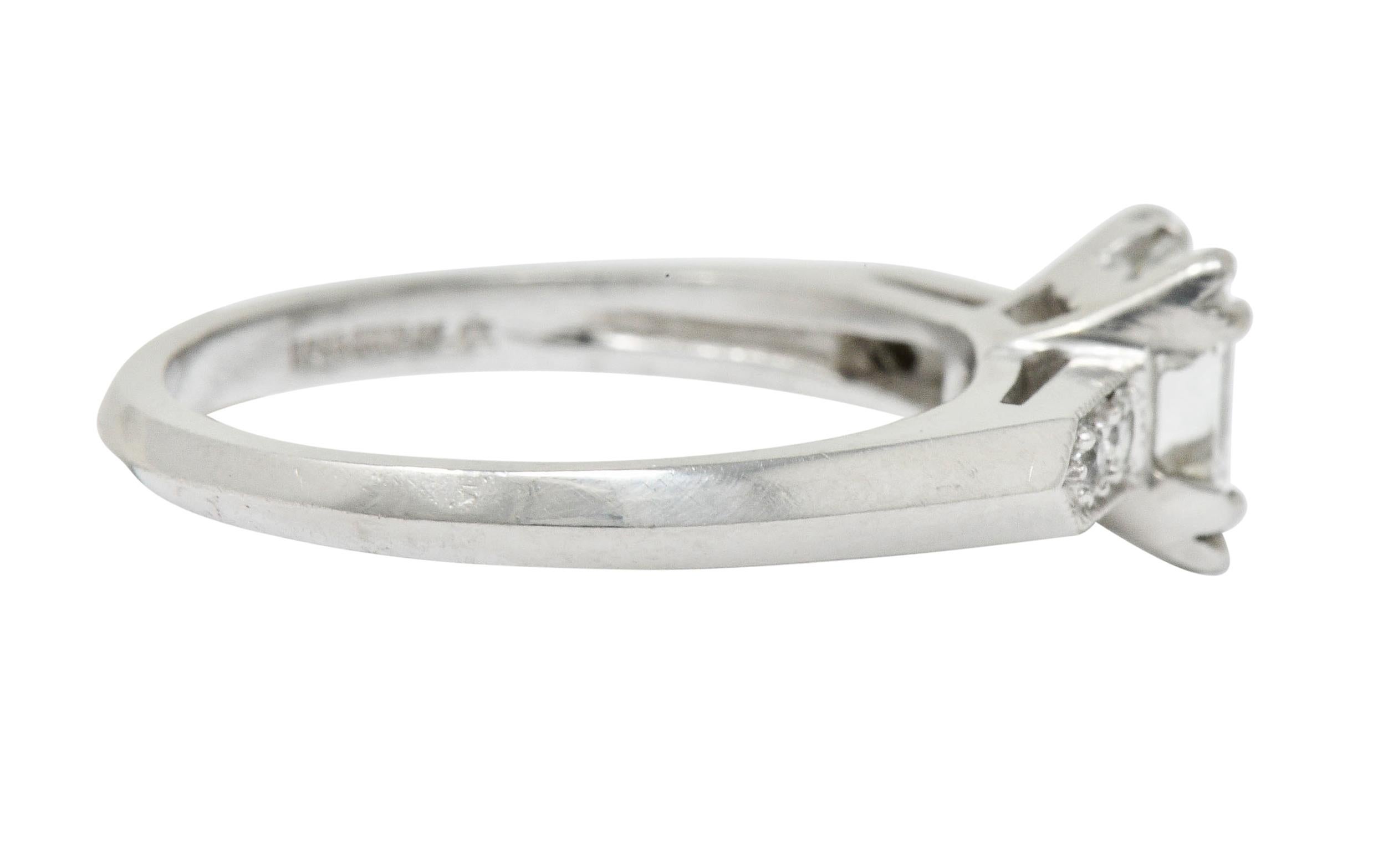 Art Deco Asscher Cut Diamond Platinum Engagement Ring GIA In Excellent Condition In Philadelphia, PA