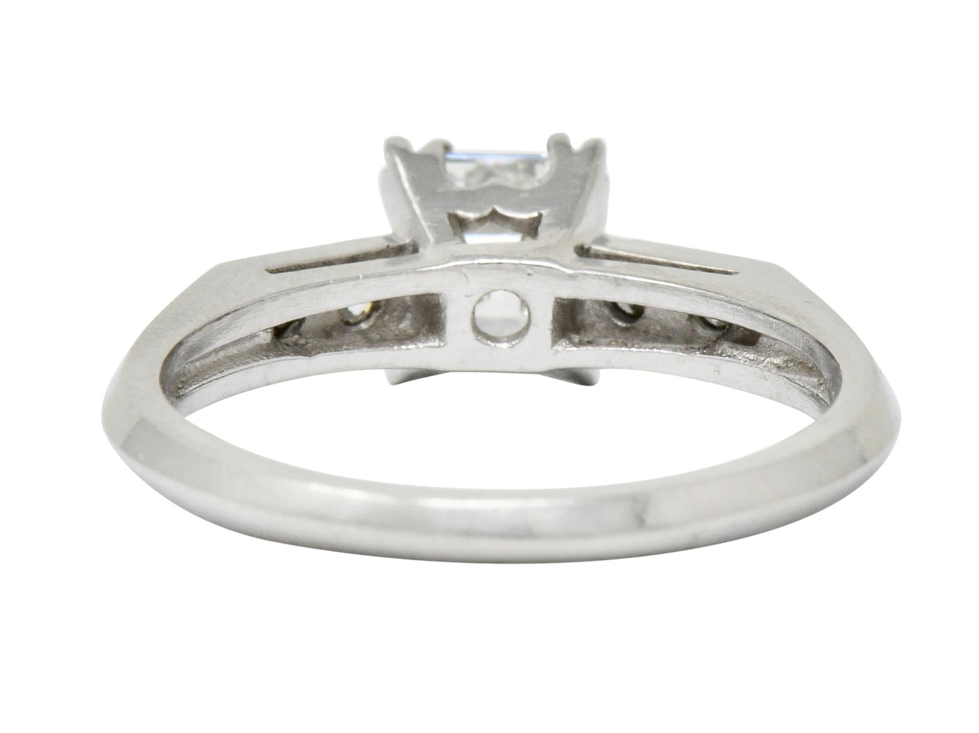 Women's or Men's Art Deco Asscher Cut Diamond Platinum Engagement Ring GIA