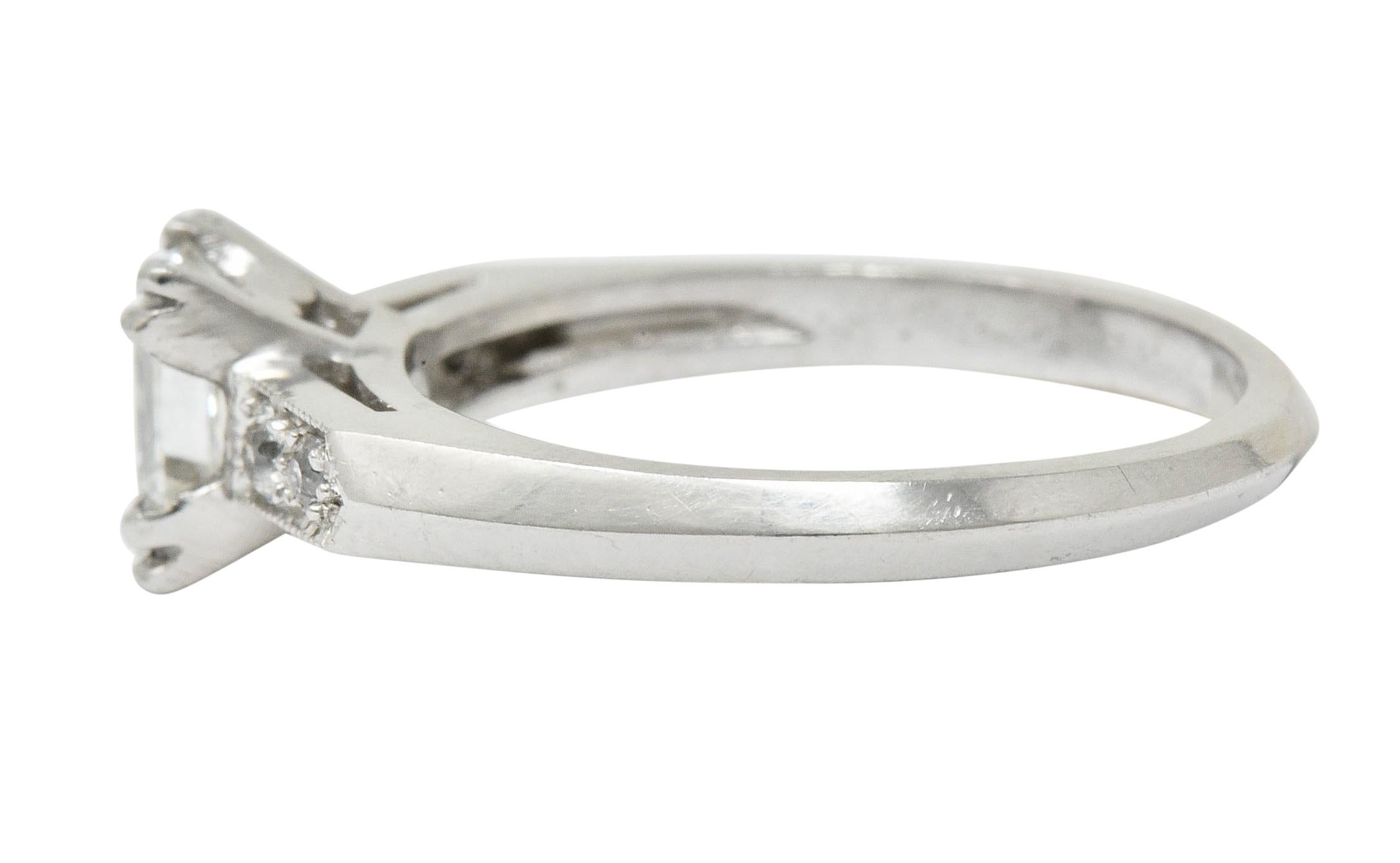 Art Deco Asscher Cut Diamond Platinum Engagement Ring GIA 1