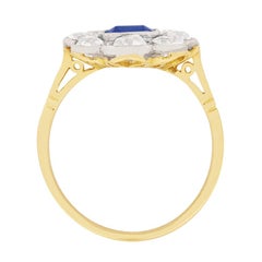 Art Deco Asscher Cut Sapphire Diamond Ring circa 1920s