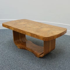 Art Deco Associated Six Seat Dining Suite Burr and Figured Walnut