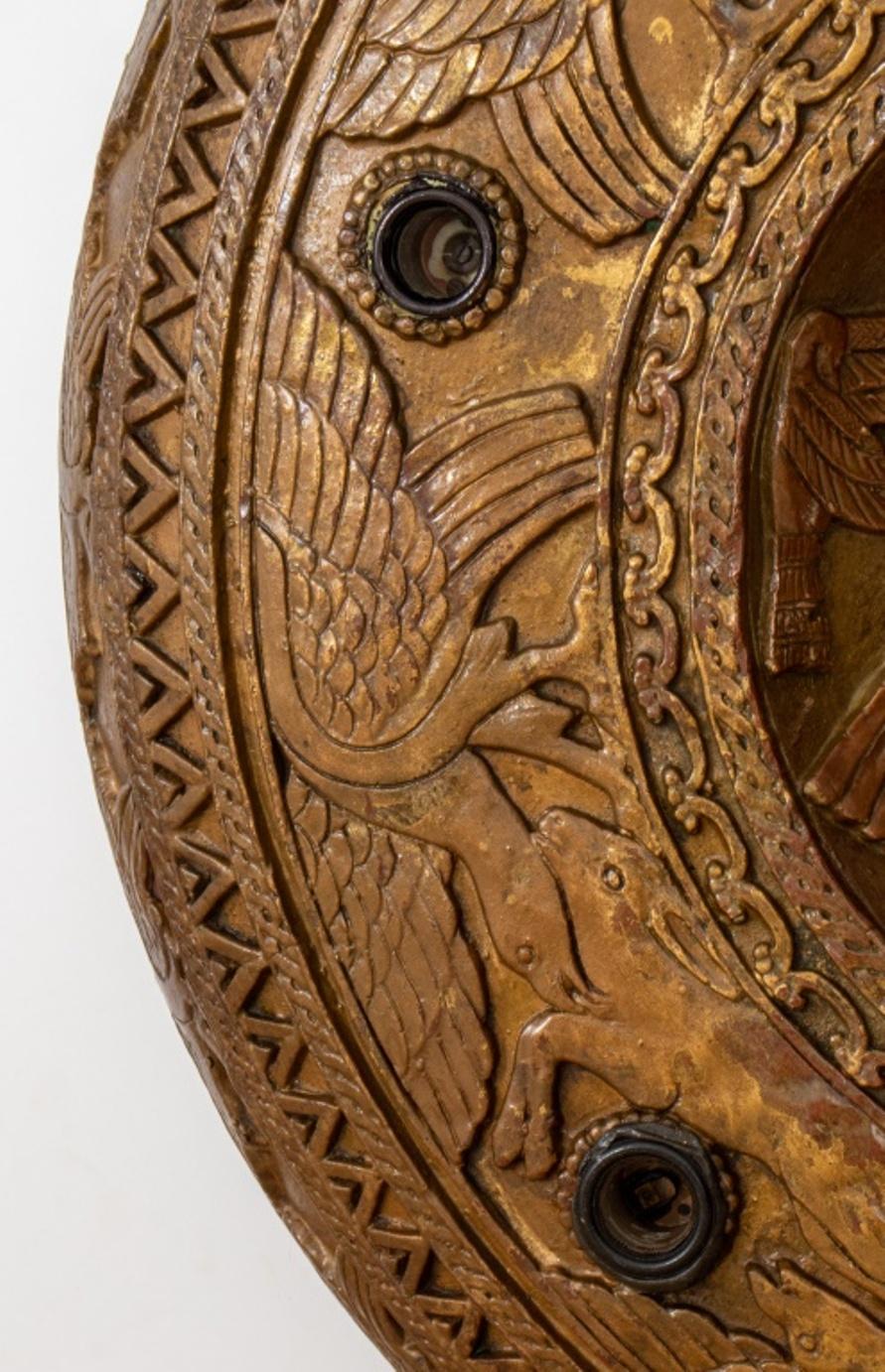 20th Century Art Deco Assyrian Revival Flush Ceiling Mount