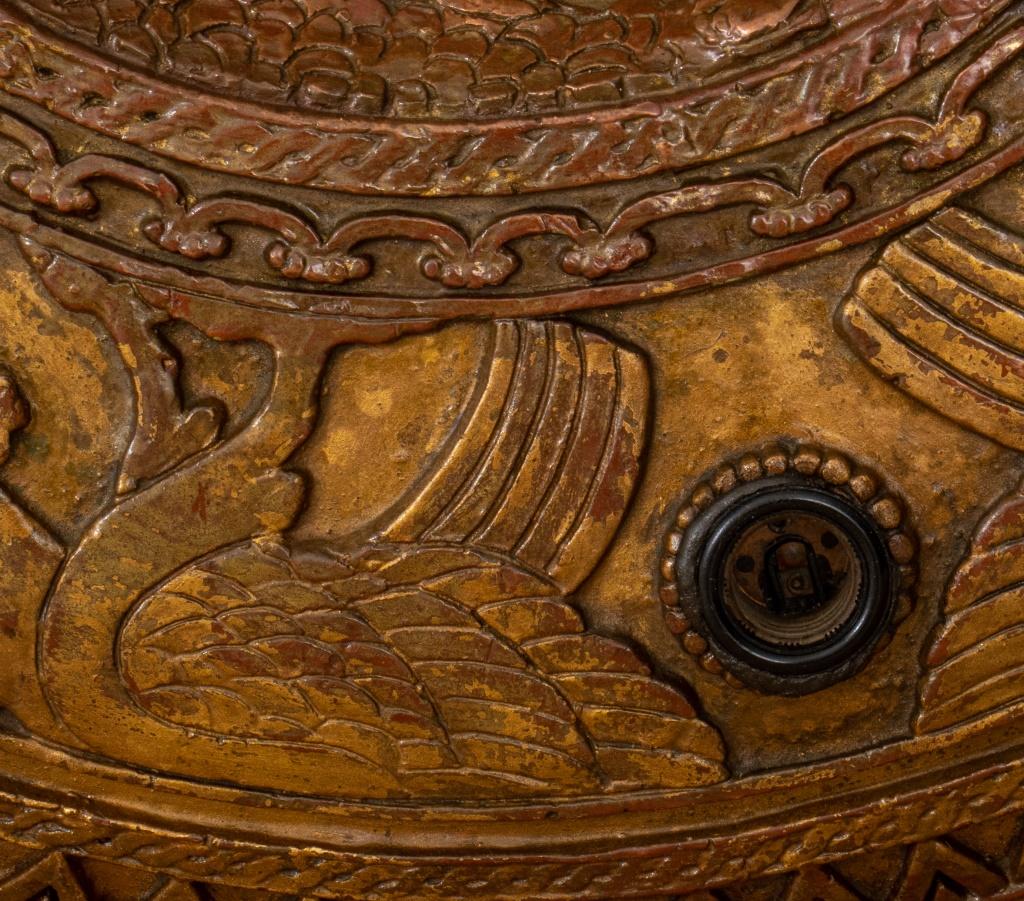 Plaster Art Deco Assyrian Revival Flush Ceiling Mount