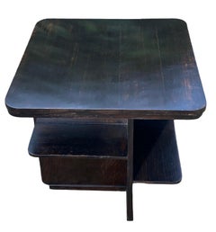 Art Deco Asymetrical dark oak coffee table/bookshelves
