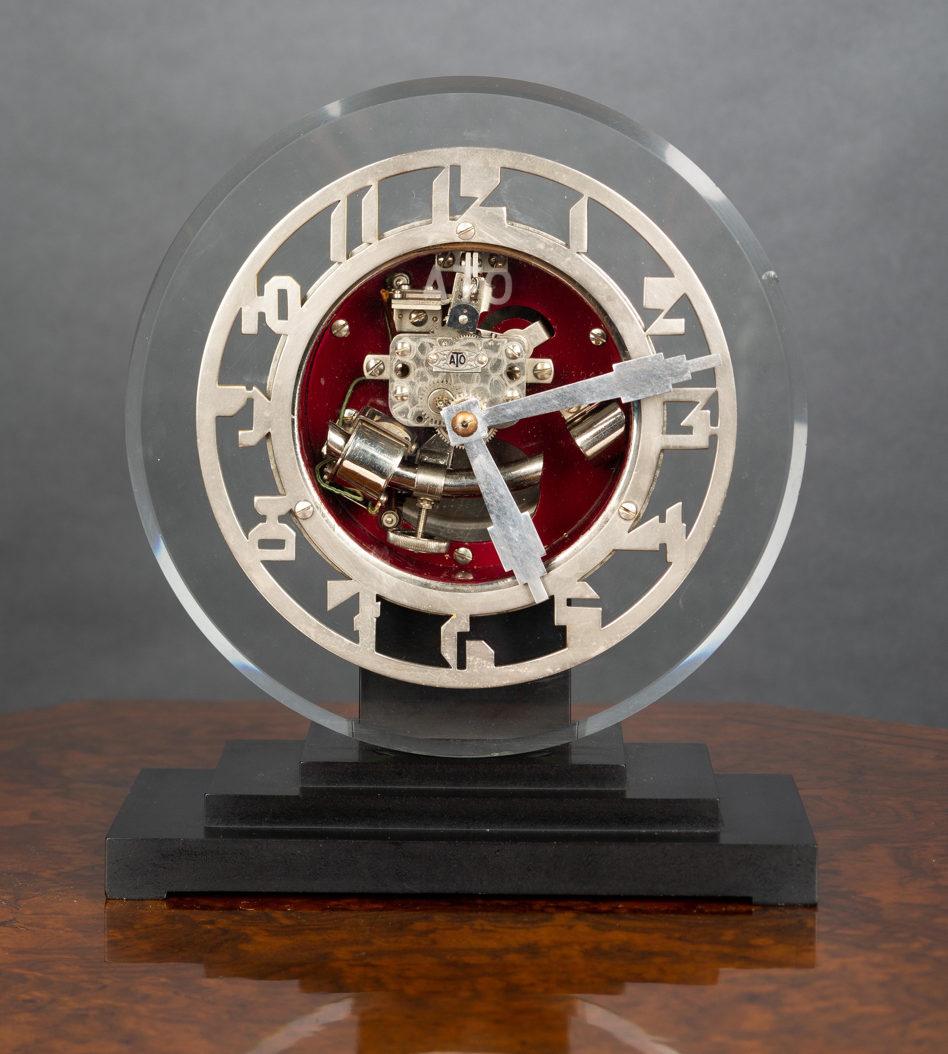 Art Deco ATO Mantel Clock In Good Condition For Sale In Norwich, GB