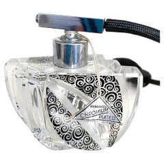 Art Deco Atomizer Cut Glass Enamel Decorated Perfume Bottle, English, 1930's