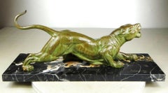 Art Deco ‘Attacking Panther’ Large Authentic Sculpture by D.H.Chiparus, 1920