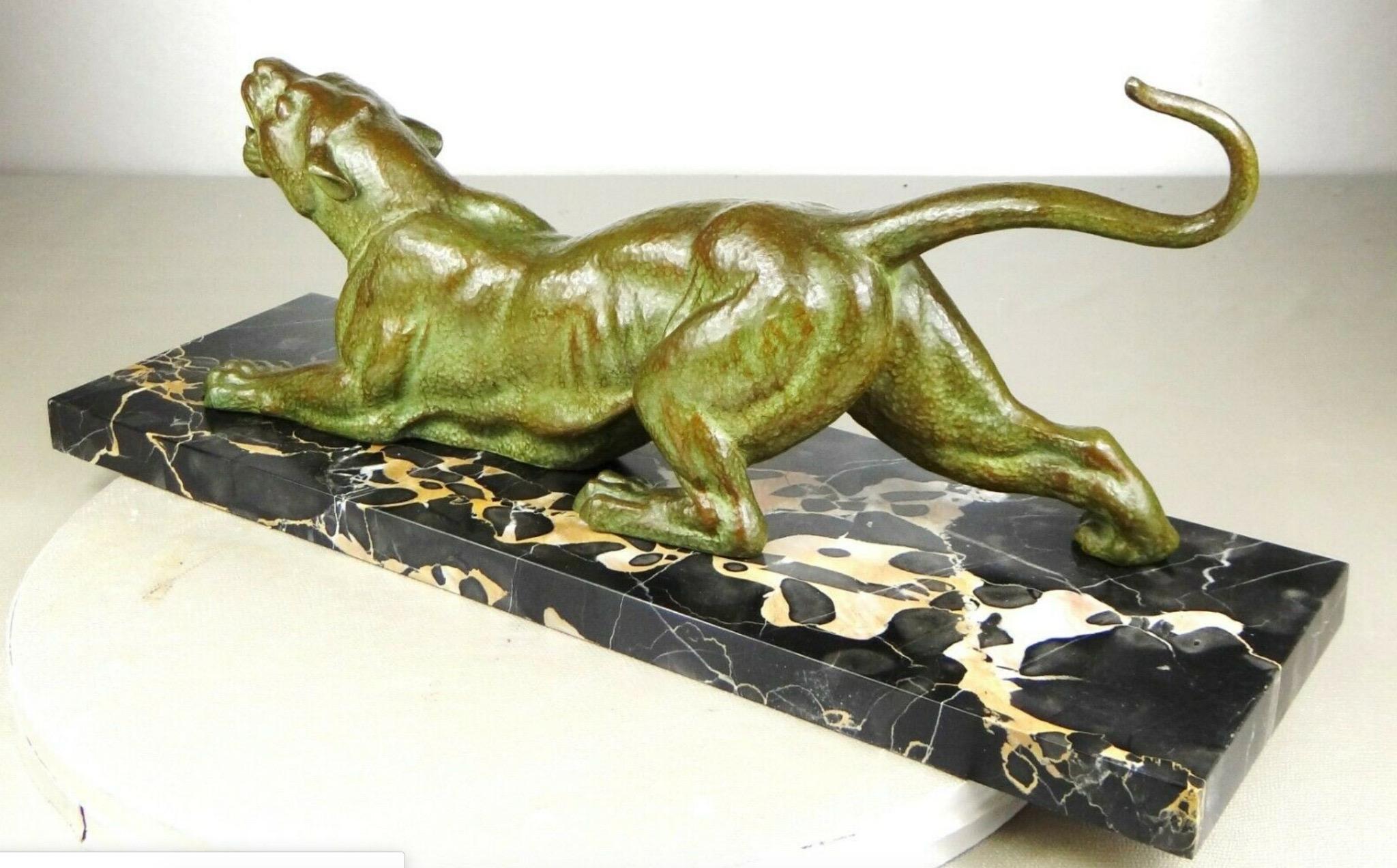 Bronze Art Deco ‘Attacking Panther’ Large Authentic Sculpture by D.H.Chiparus, 1920