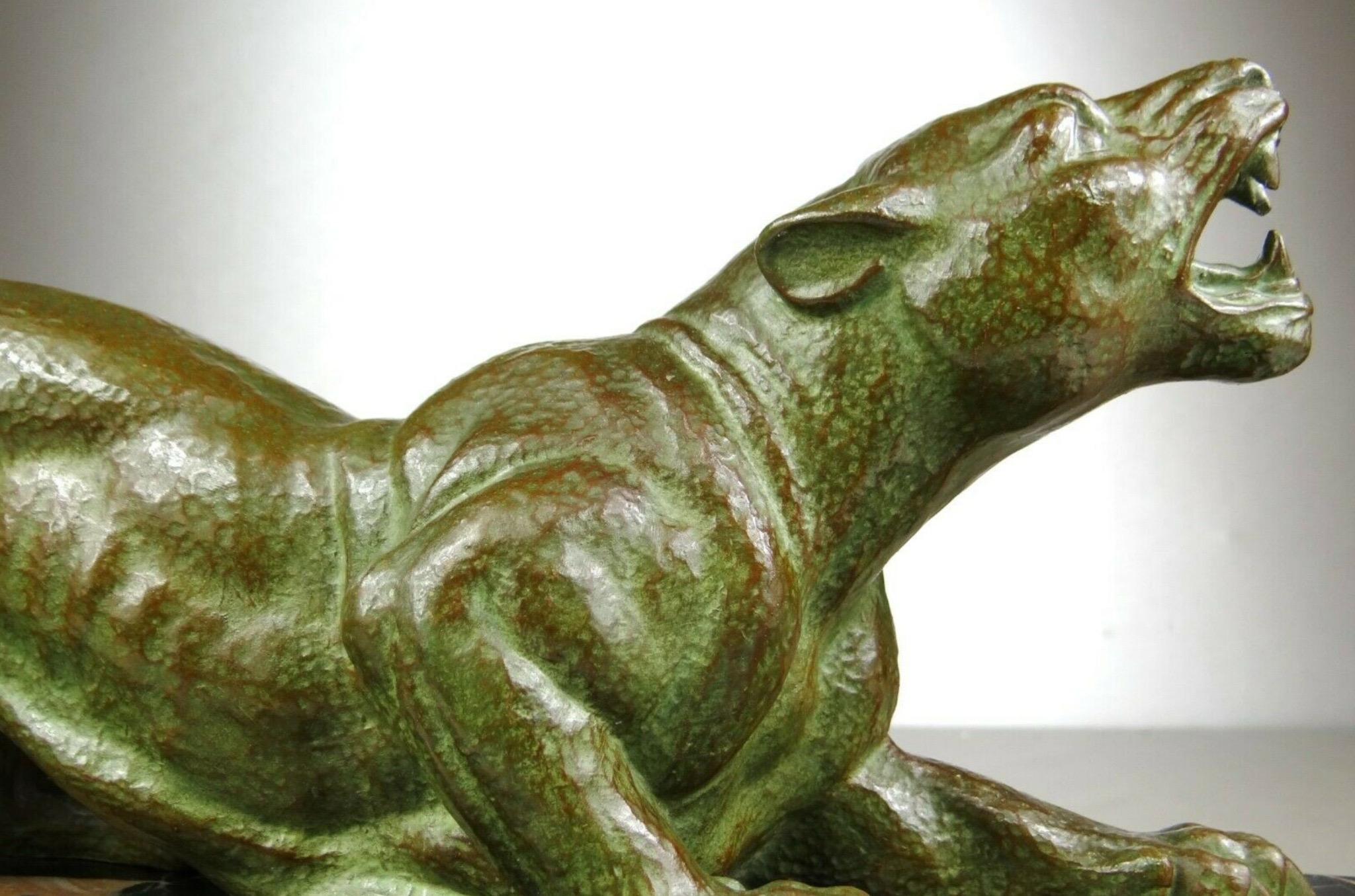 Art Deco ‘Attacking Panther’ Large Authentic Sculpture by D.H.Chiparus, 1920 1