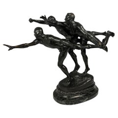 Art Deco "Au But" Patinated Bronze Sculpture by Alfred Boucher