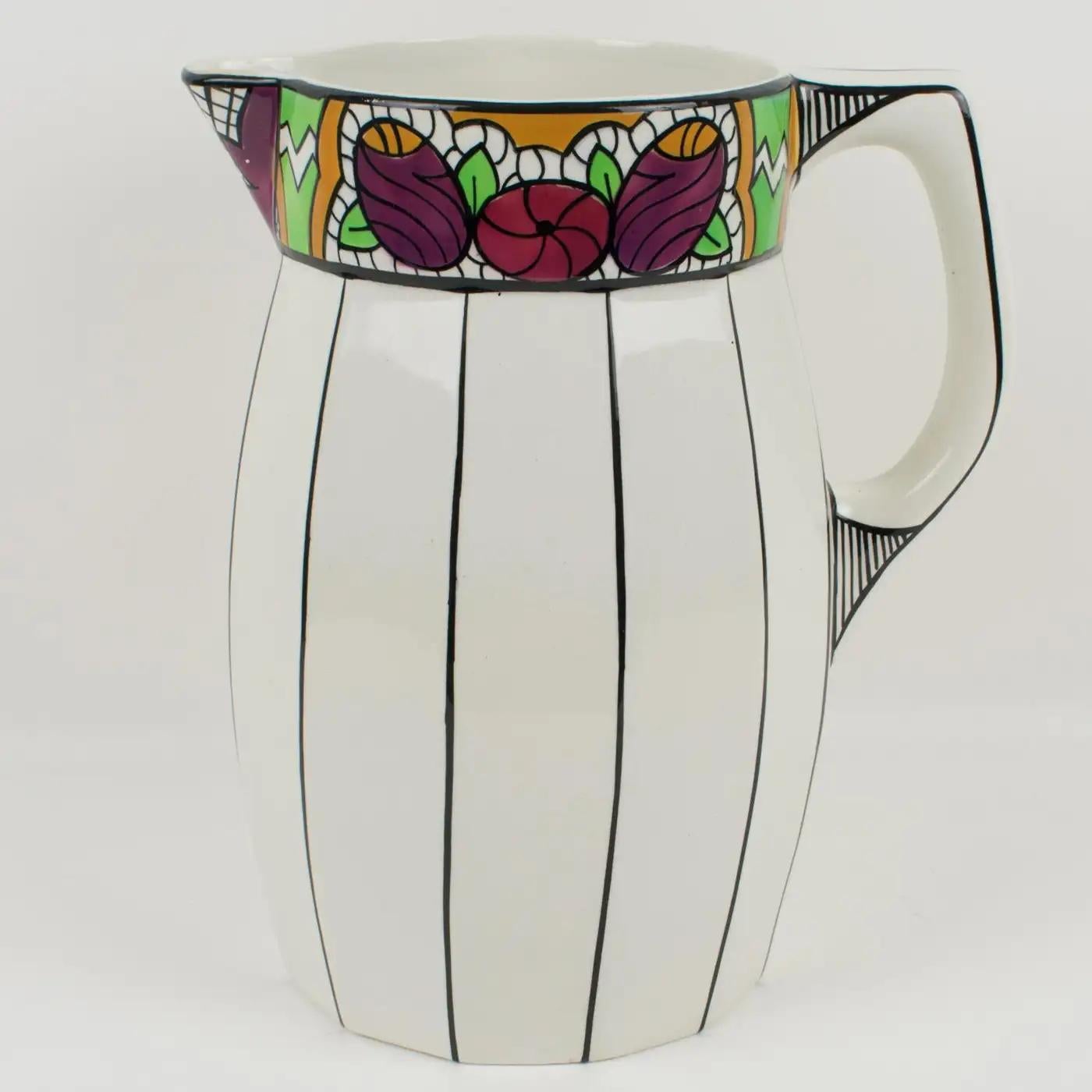 Art Deco Auguste Mouzin Ceramic Toiletry Dresser Bowl, Pitcher and Boxes Set For Sale 3