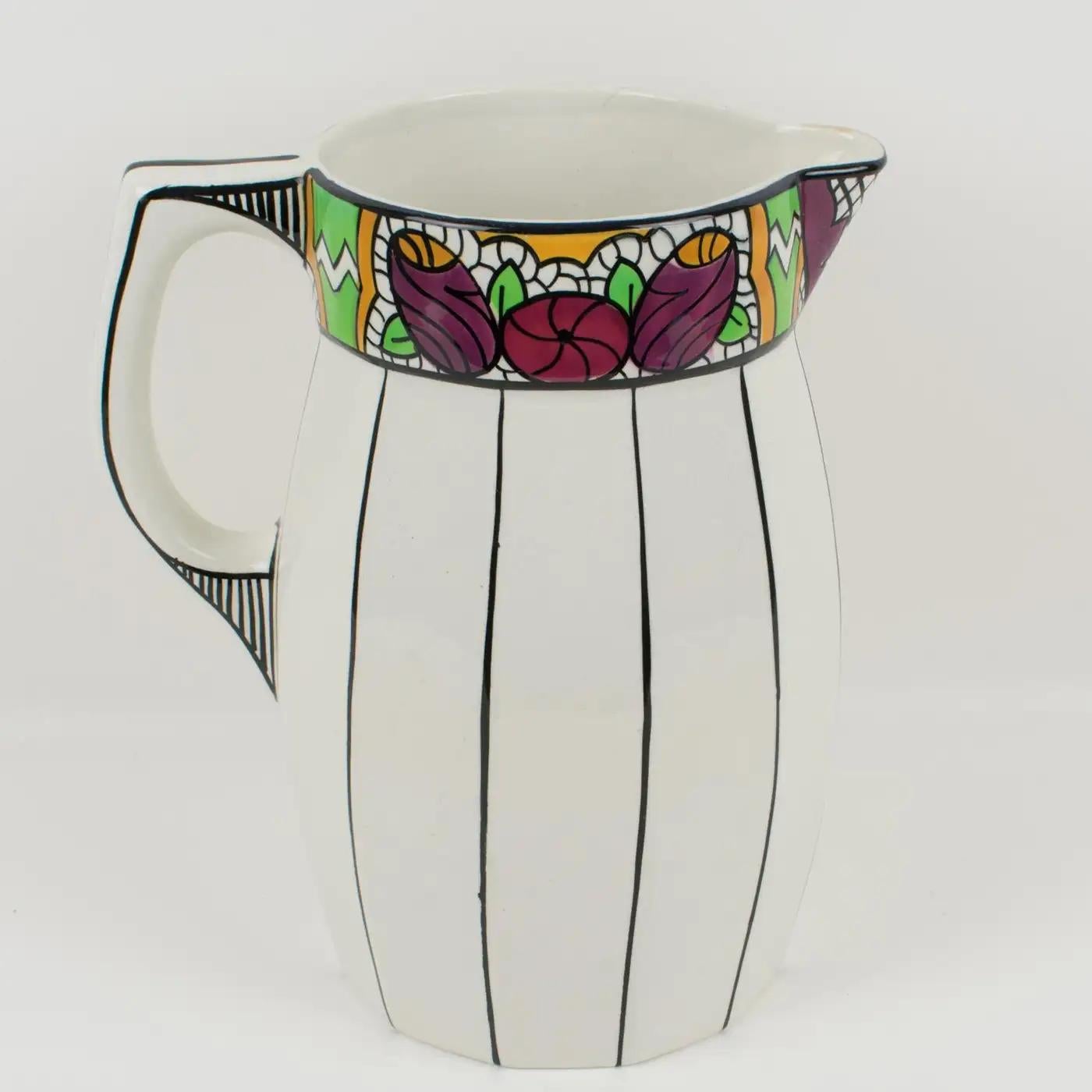 Art Deco Auguste Mouzin Ceramic Toiletry Dresser Bowl, Pitcher and Boxes Set For Sale 4