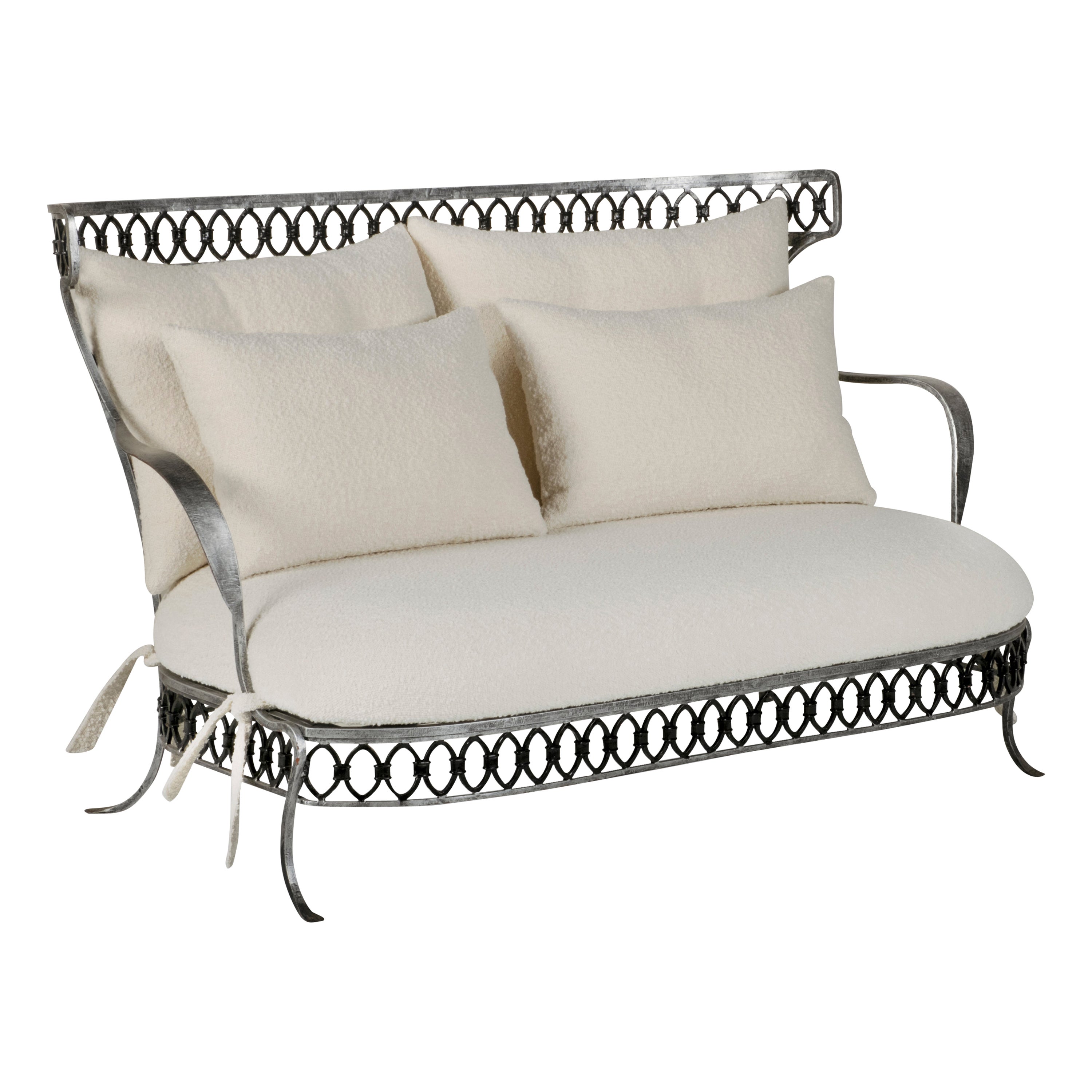 Art Deco Aurora Sofa White Woven Bouclé Handmade in Portugal by Lusitanus Home