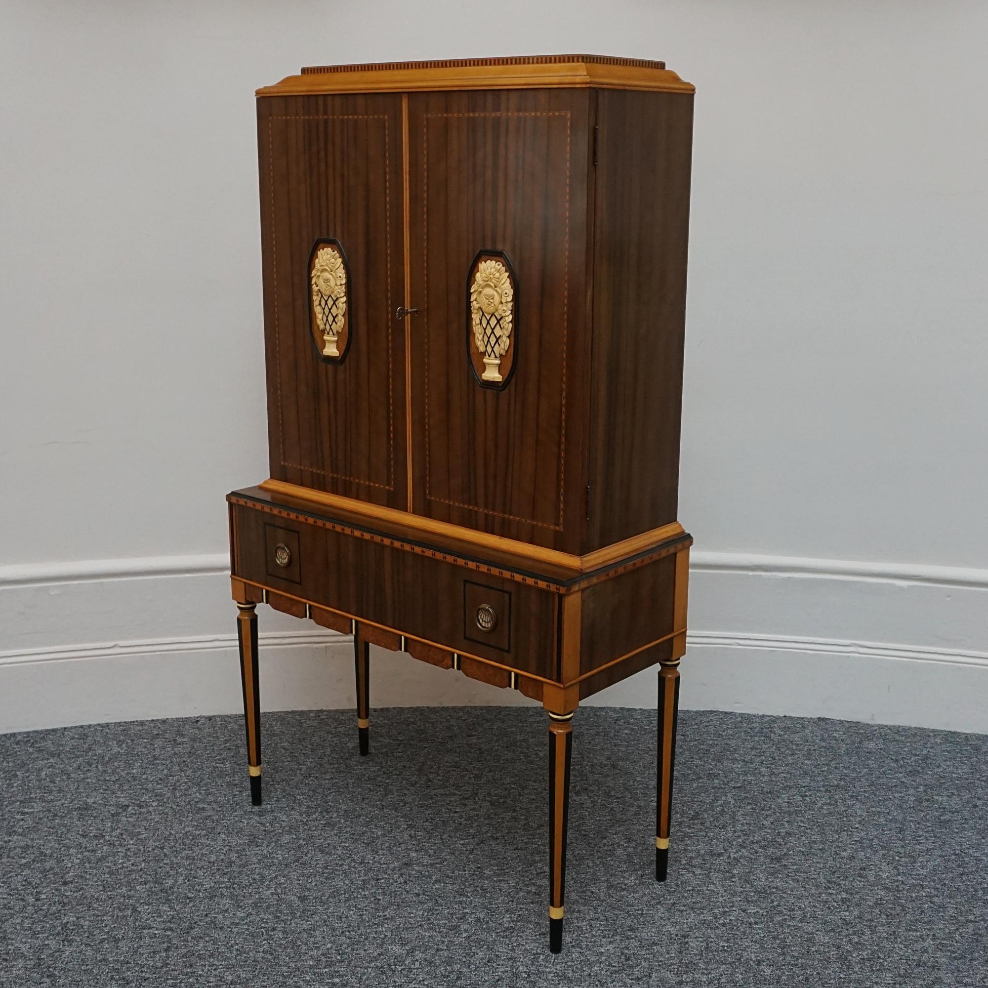 Art Deco Australian Walnut Cabinet on Tapered Legs For Sale 7