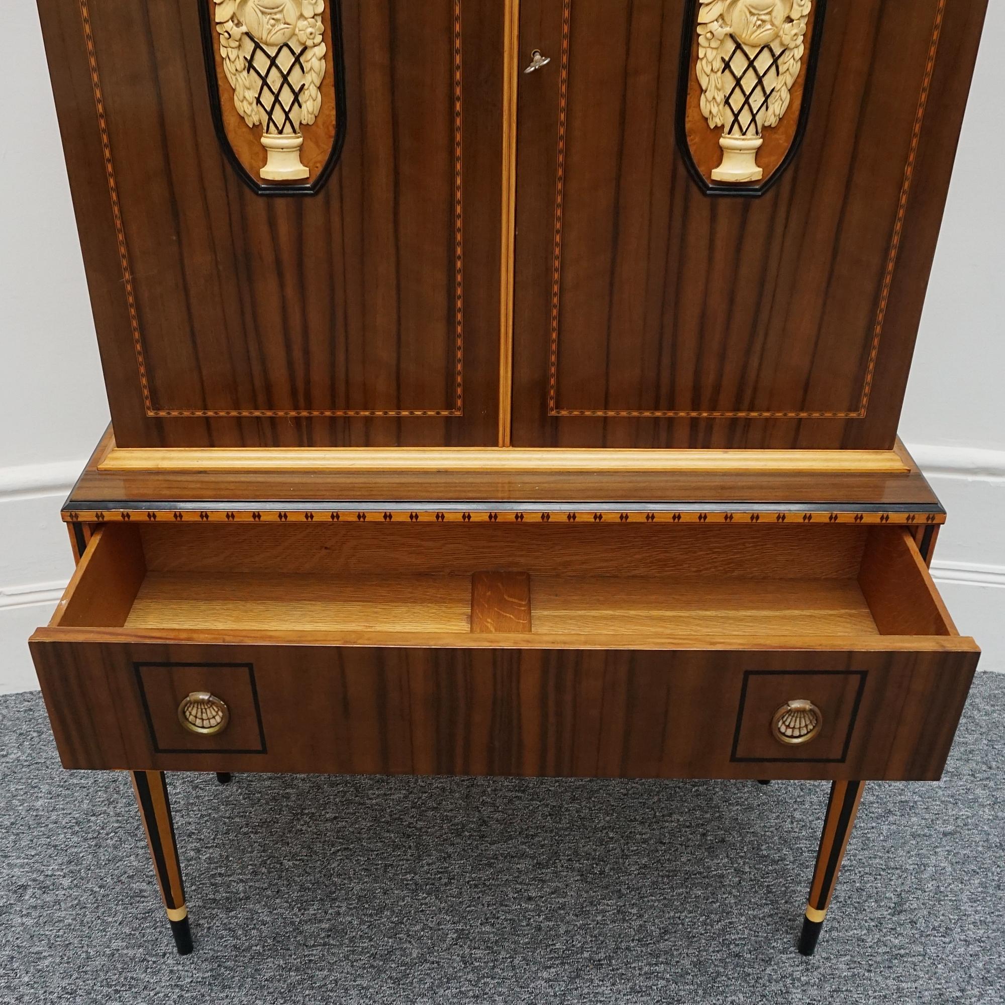 Early 20th Century Art Deco Australian Walnut Cabinet on Tapered Legs For Sale
