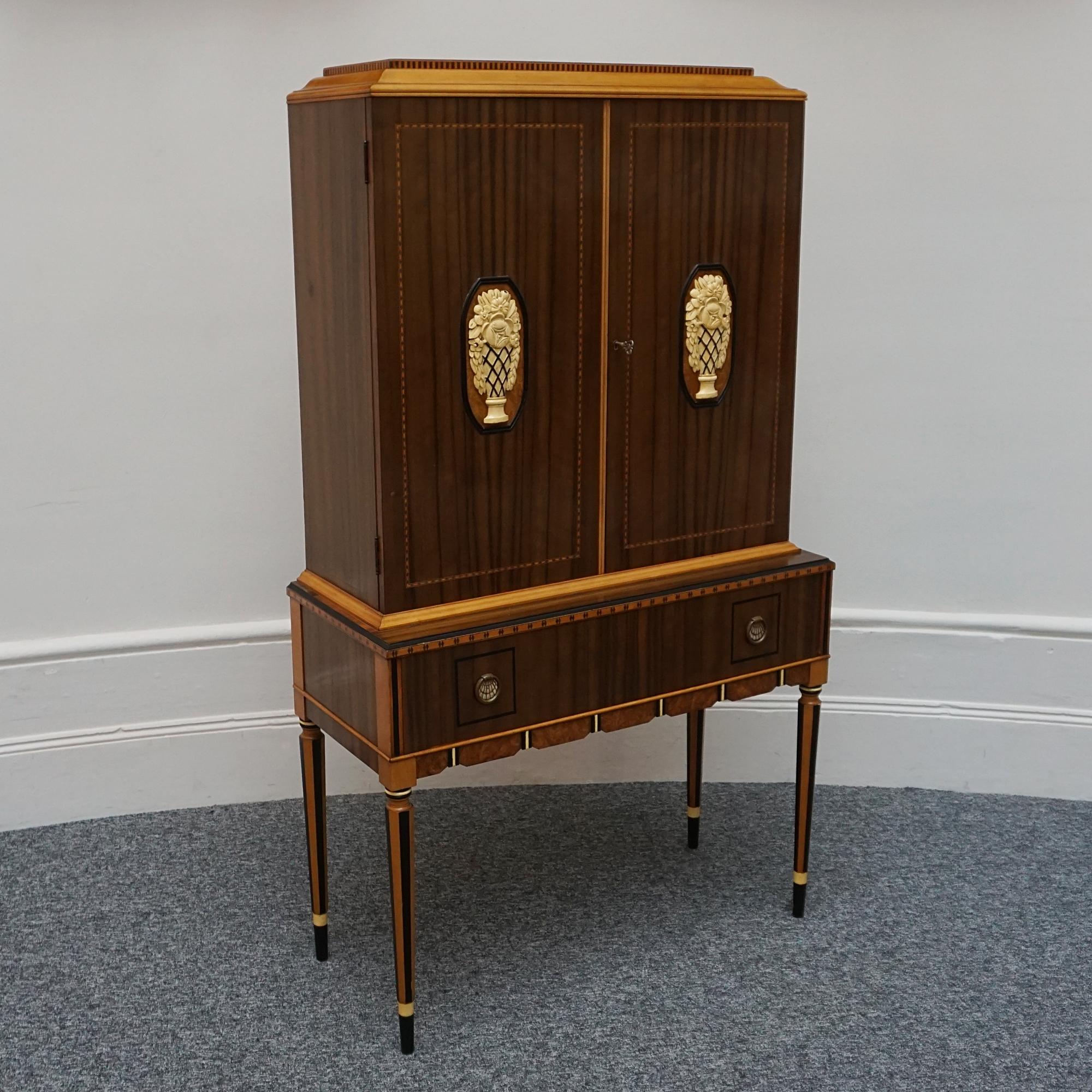 Art Deco Australian Walnut Cabinet on Tapered Legs For Sale 2