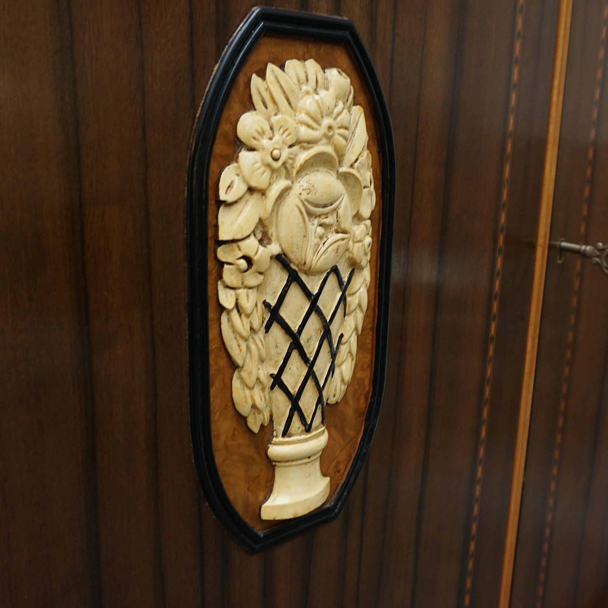 Art Deco Australian Walnut Cabinet on Tapered Legs  For Sale 4