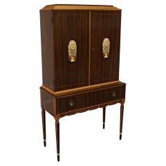 Antique Art Deco Australian Walnut Cabinet on Tapered Legs 