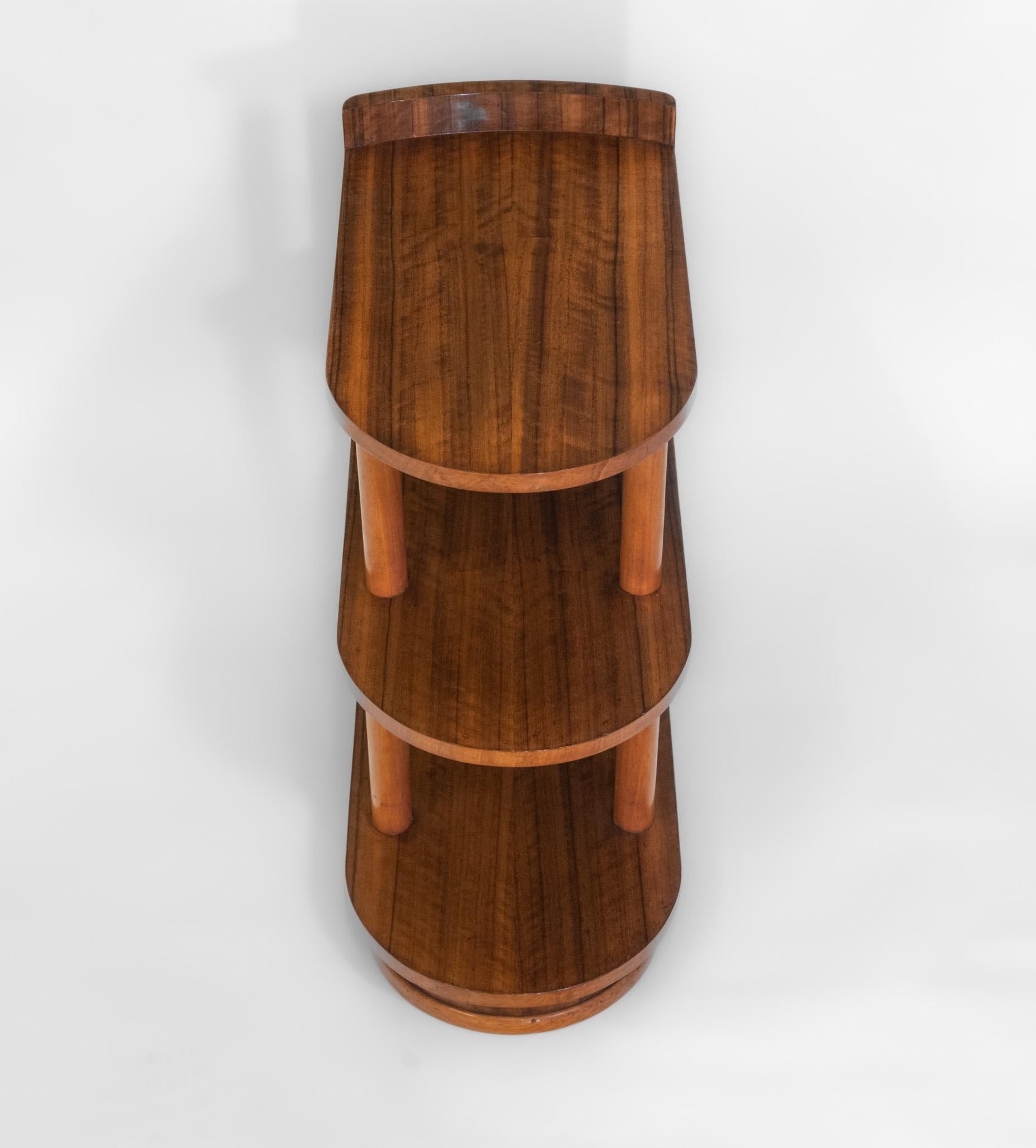 20th Century Art Deco Australian Walnut Tiered Side Table 1930s For Sale
