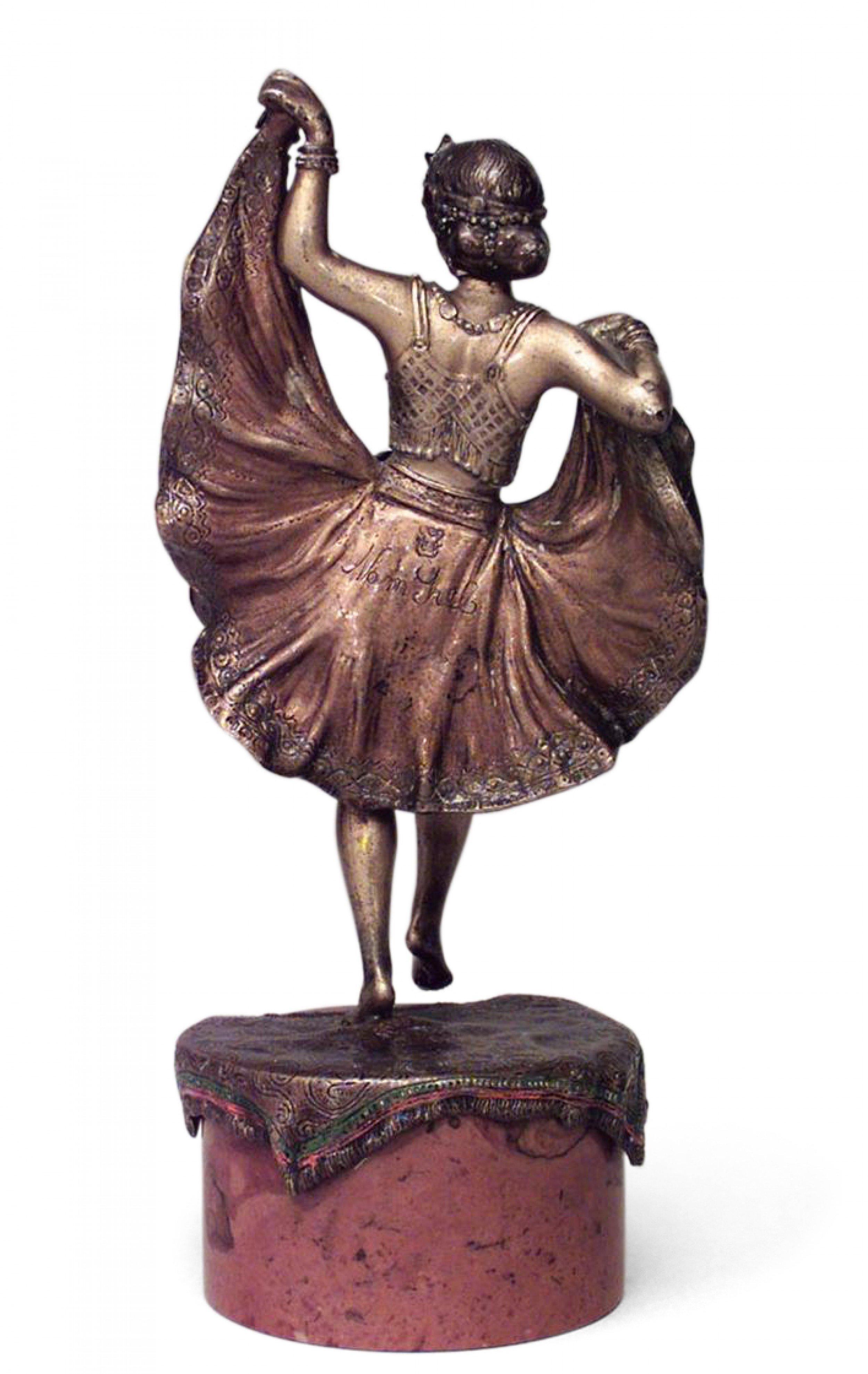 20th Century Art Deco Austrian Bergman Bronze Female Dancer Sculpture For Sale
