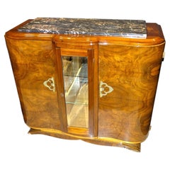 Art Deco Austrian Cabinet, Wood, Portoro Marble, Crystal and Bronce