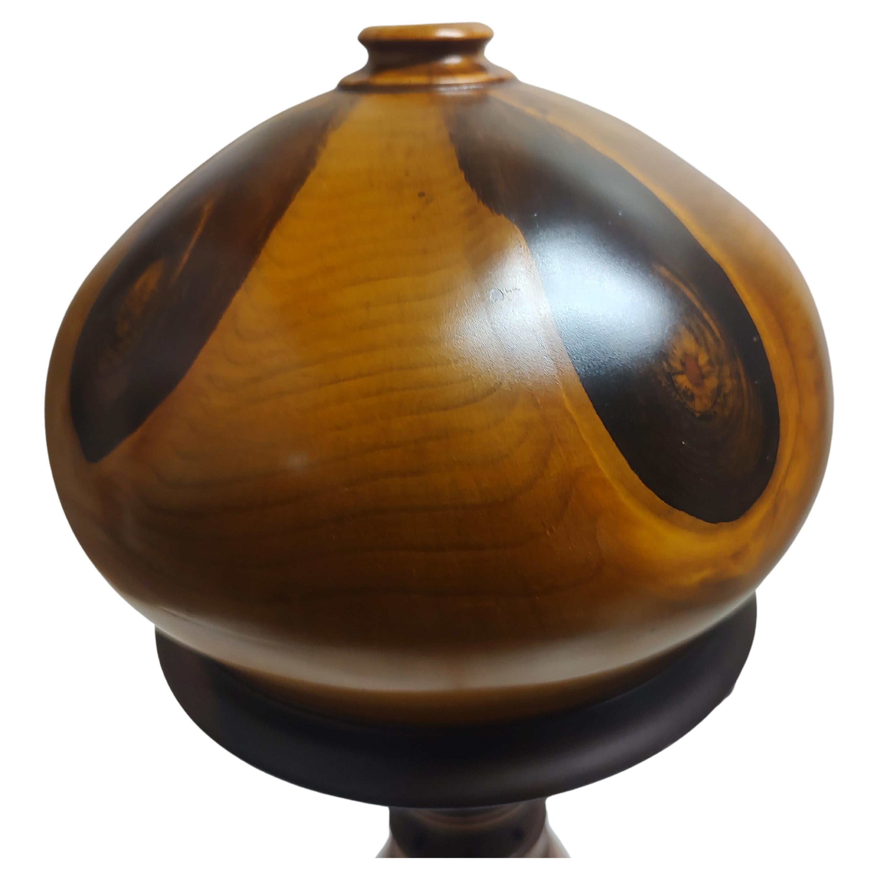 Mid-20th Century Art Deco Austrian Carved & Hollowed Out Exotic Woods Table Lamp C1939 For Sale