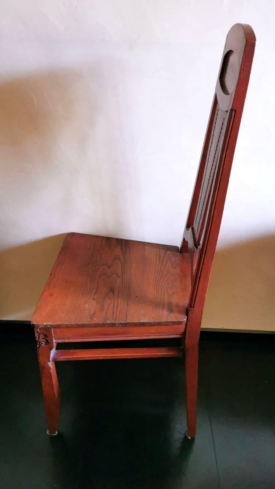 Art Deco Austrian Chair with Painted Panel In Good Condition For Sale In Prato, Tuscany