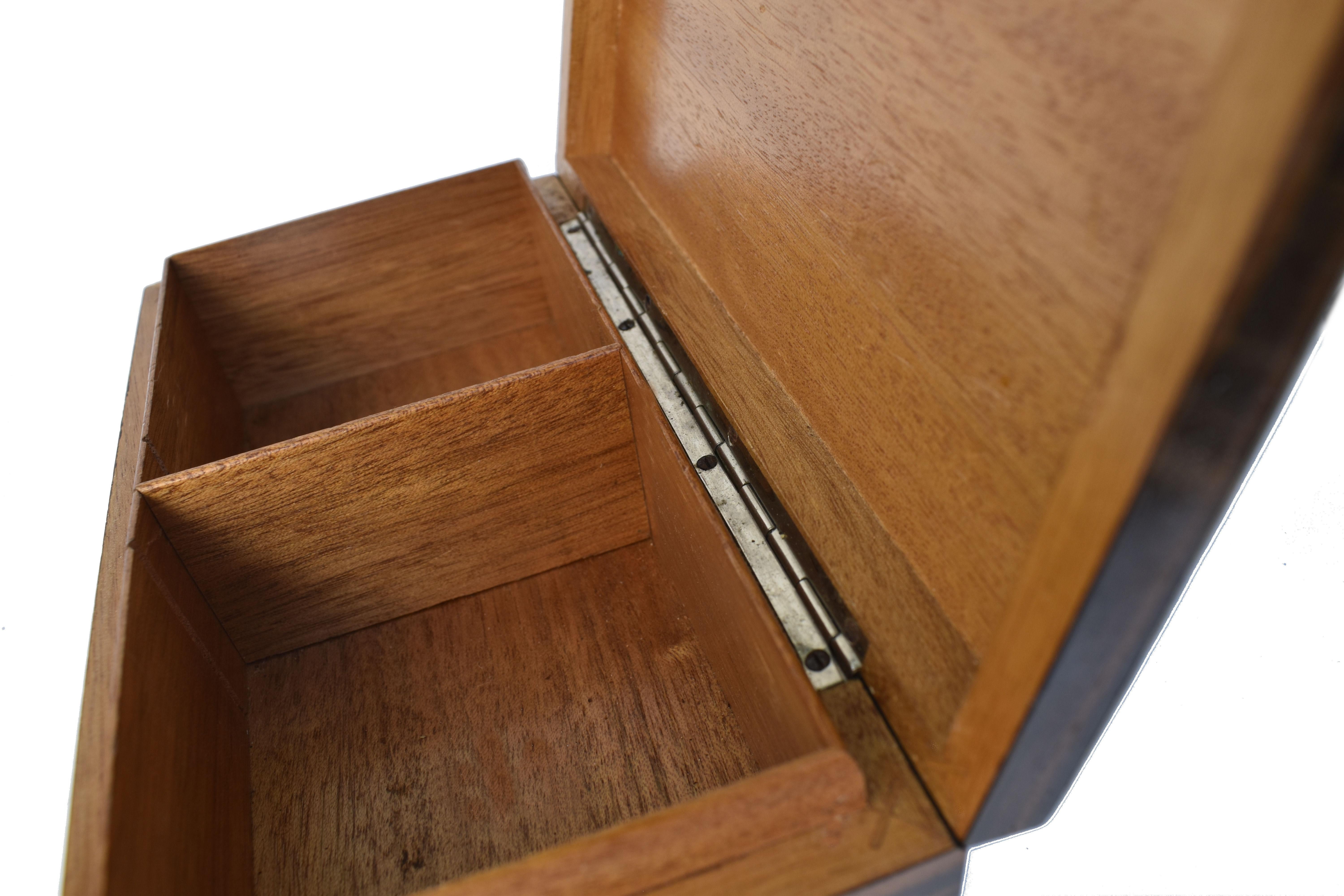 Art Deco Austrian Chrome & Macassar Ebony Veneer Trinket Cigarette Box, c1930 3