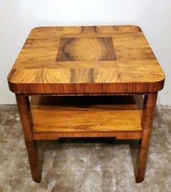 Art Deco Austrian Coffee-Tea Table Made with Different Types of Walnut