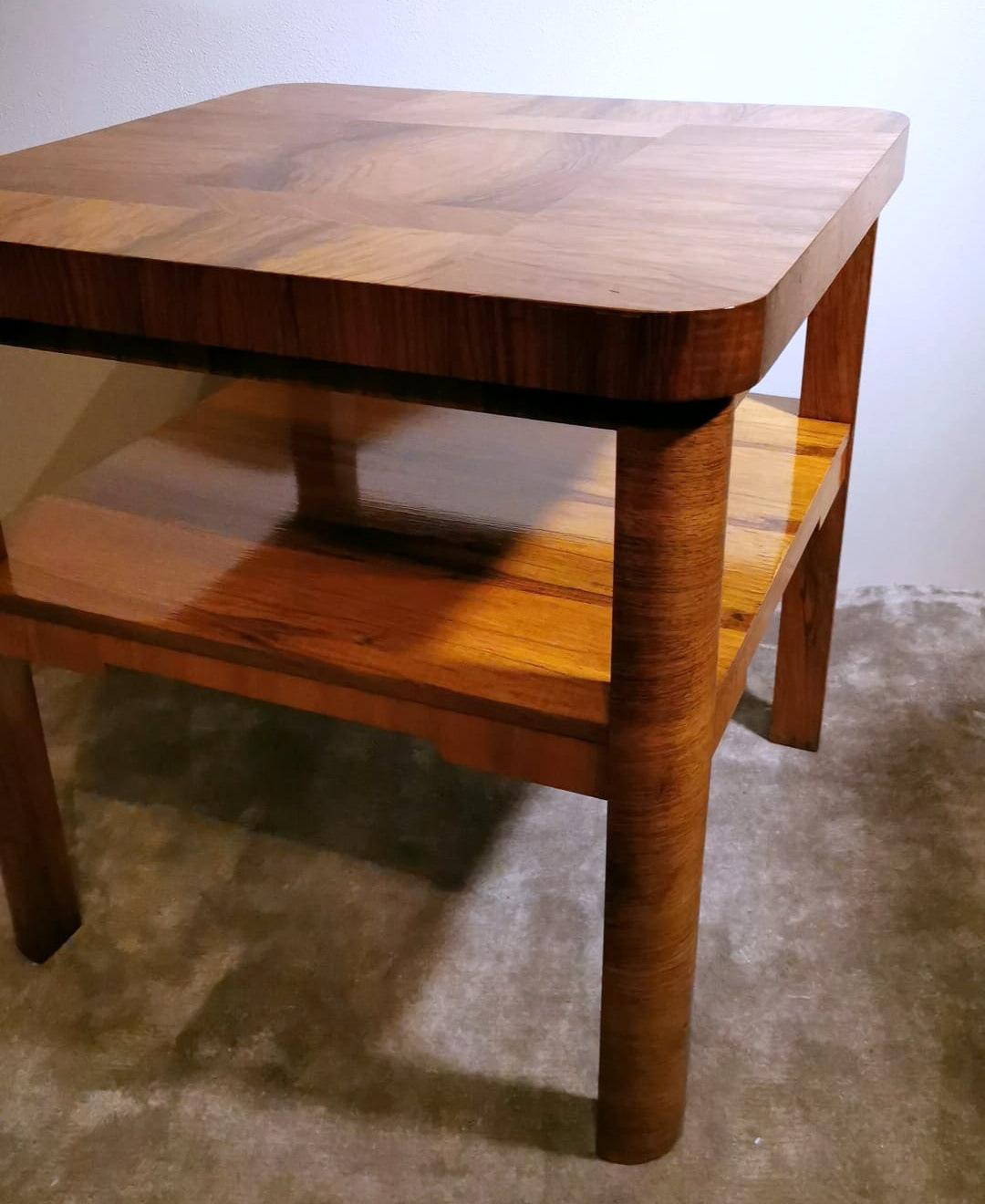 Laminated Art Deco Austrian Coffee-Tea Table Made with Different Types of Walnut