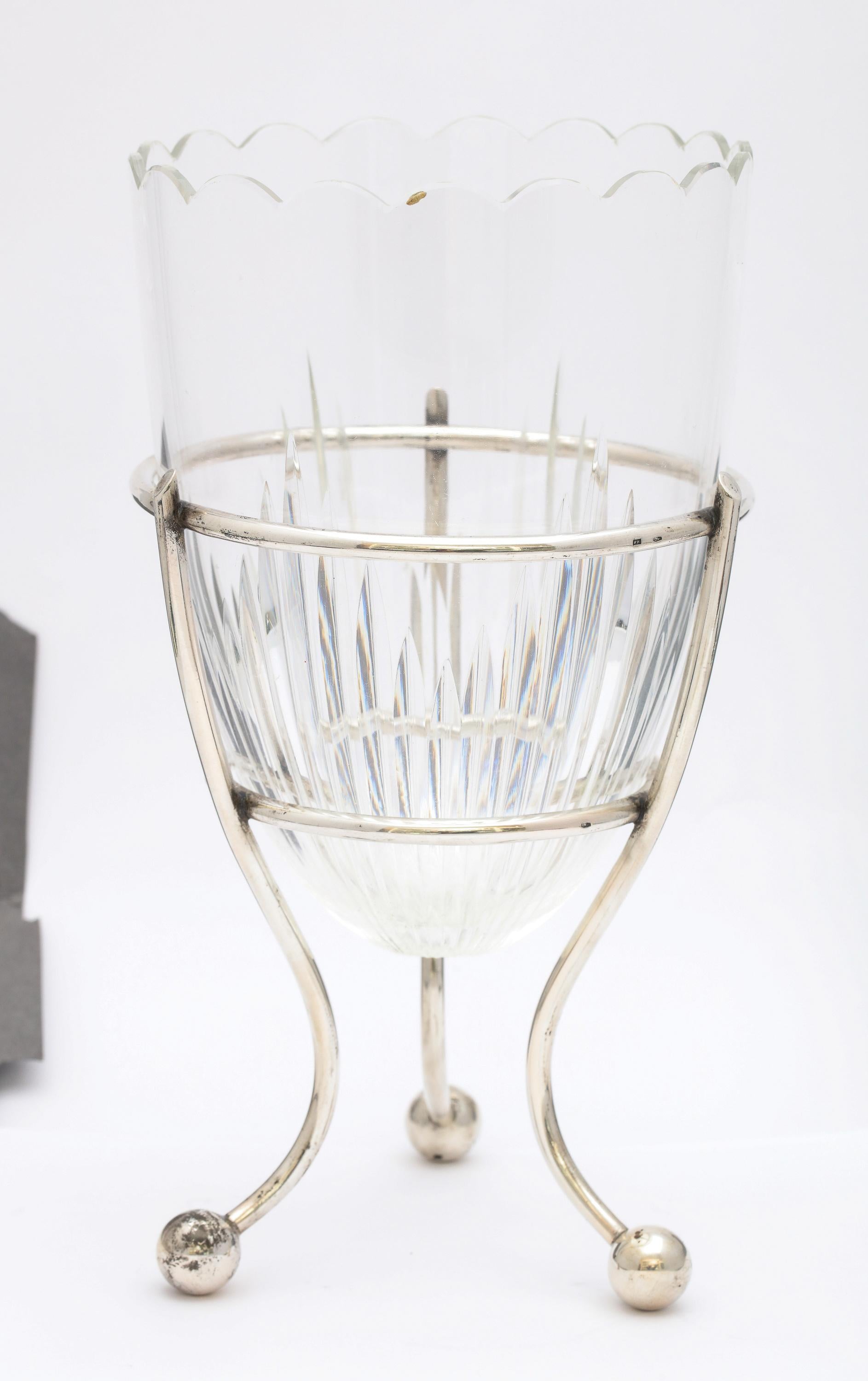 Art Deco Austrian Continental Silver ‘.835’ Mounted Crystal Vase 1