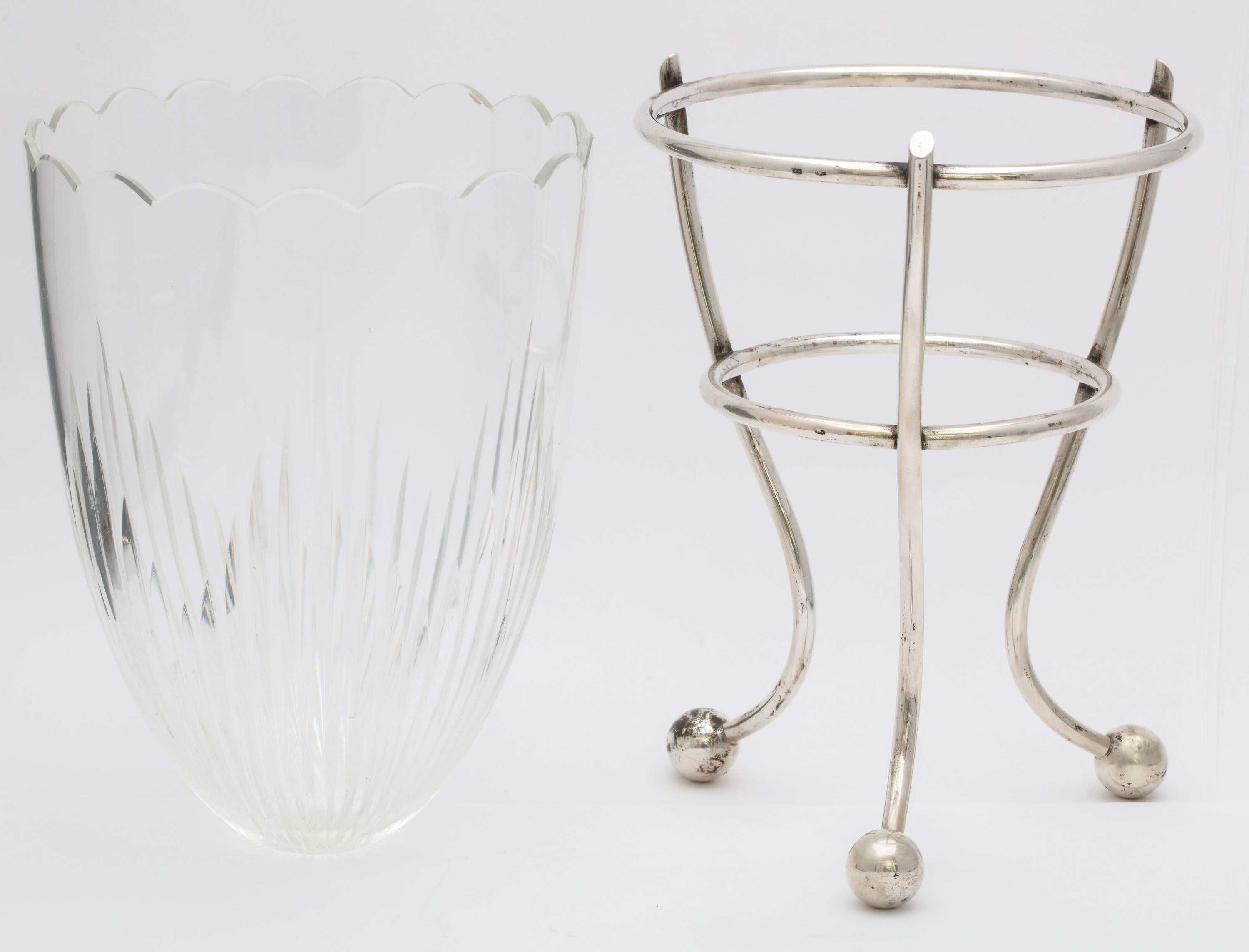 Art Deco Austrian Continental Silver ‘.835’ Mounted Crystal Vase 4