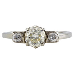 Art Deco Ring aus 14 Karat Weißgold mit GIA 1,01 Karat rundem Diamanten im Brillantschliff