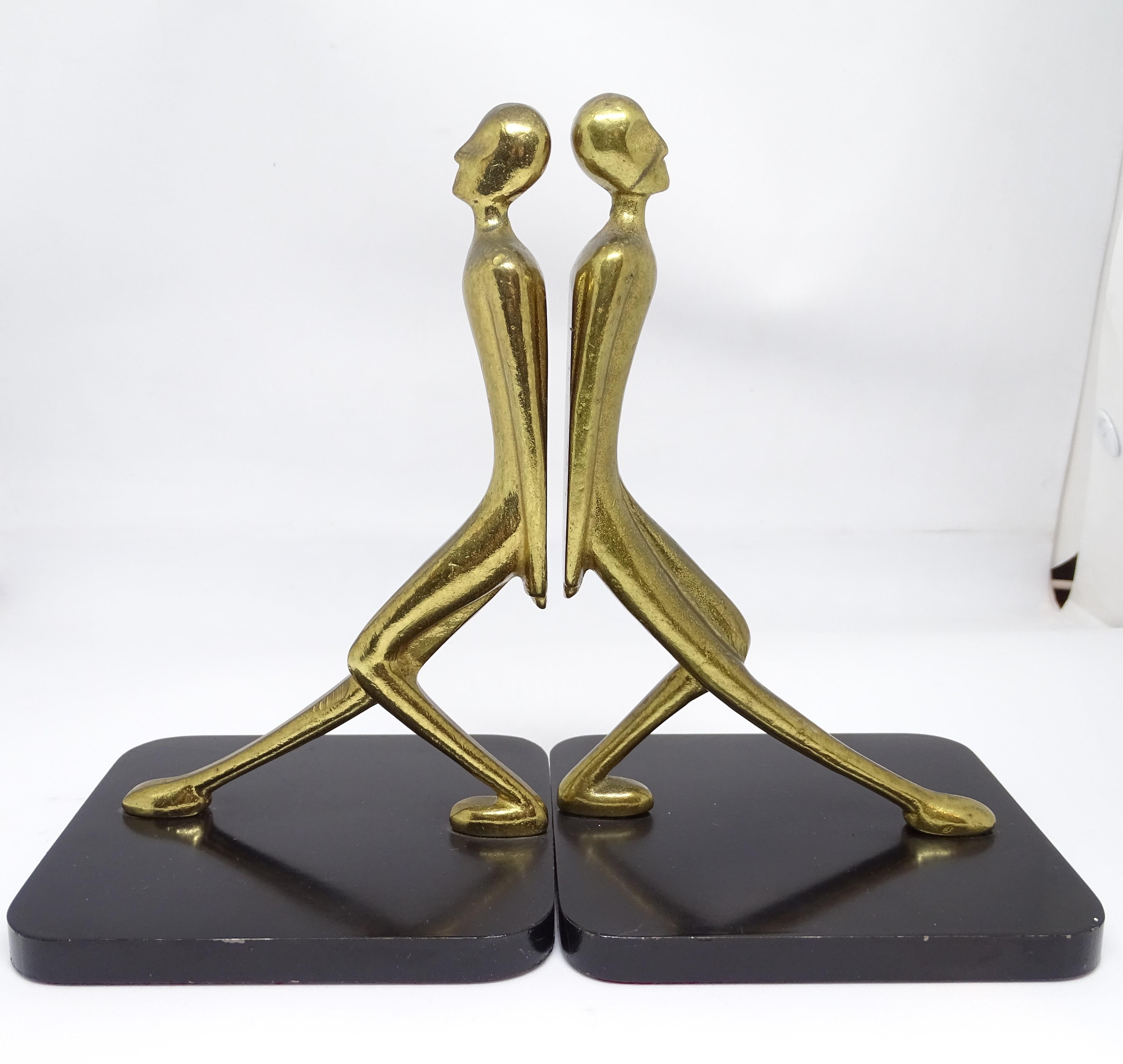 Mid-20th Century Art Deco Austrian pair of Bronze sculptures figurative, abstractat