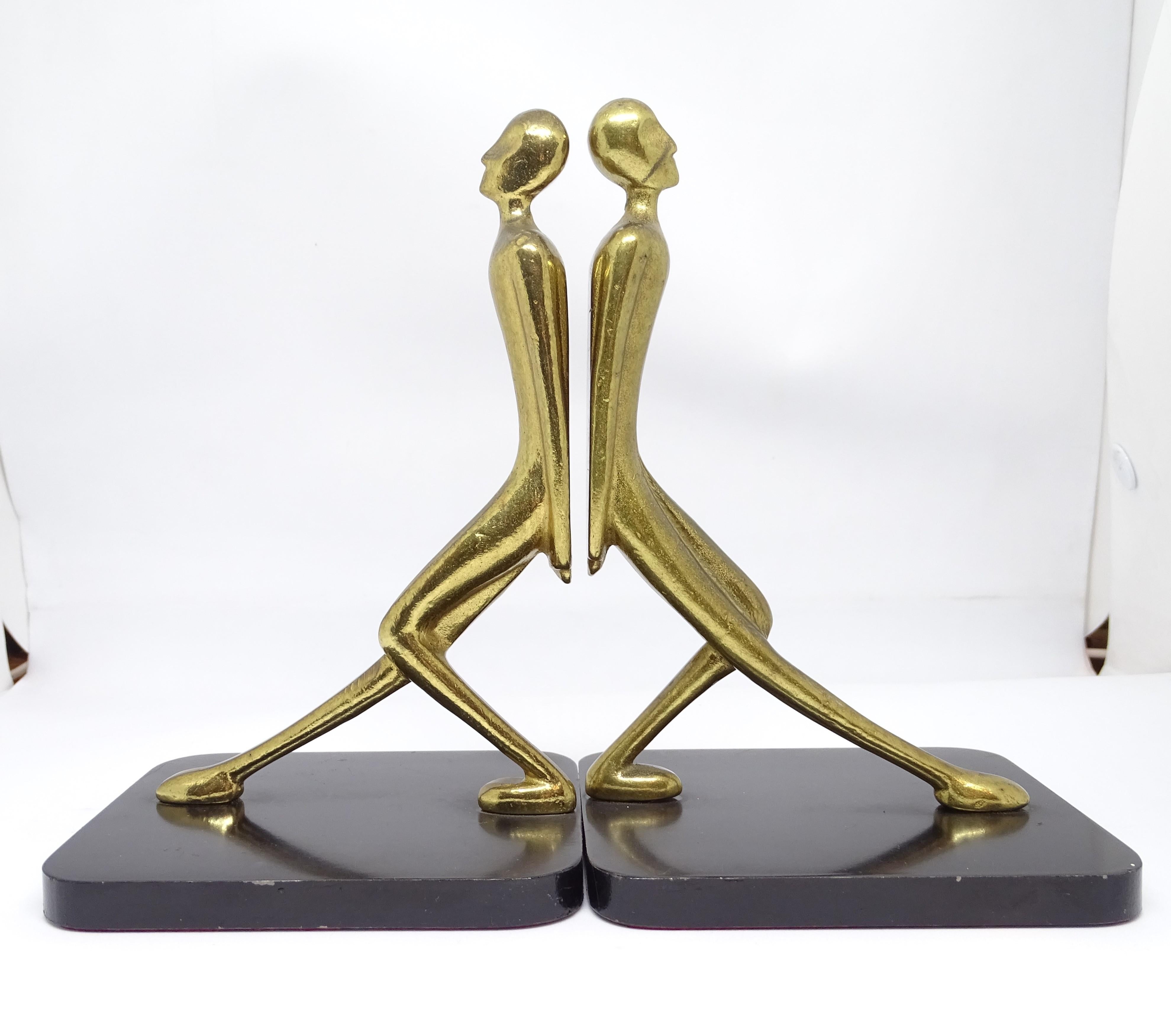 Art Deco Austrian pair of Bronze sculptures figurative, abstractat 1