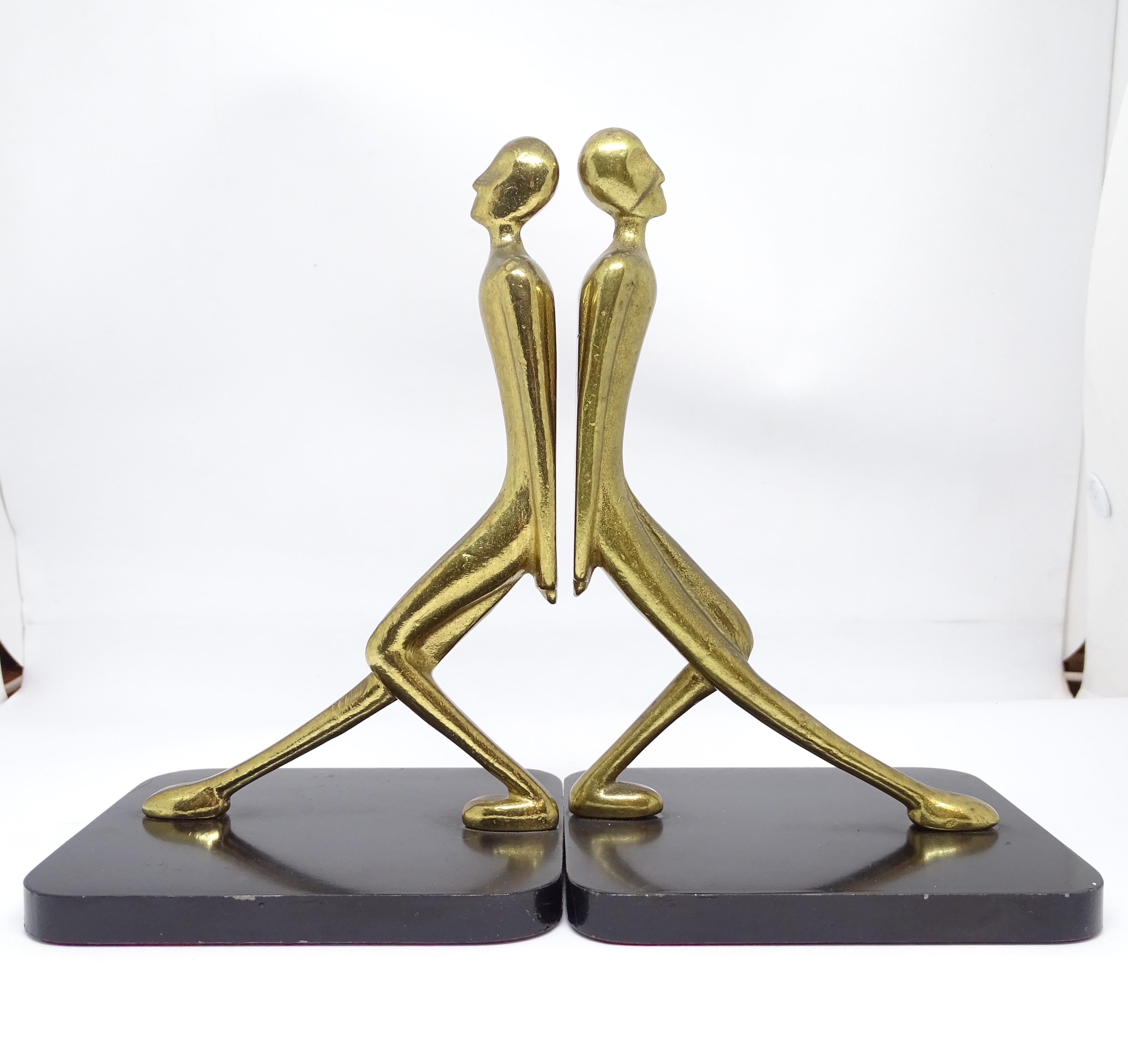 Art Deco Austrian pair of Bronze sculptures figurative, abstractat 2