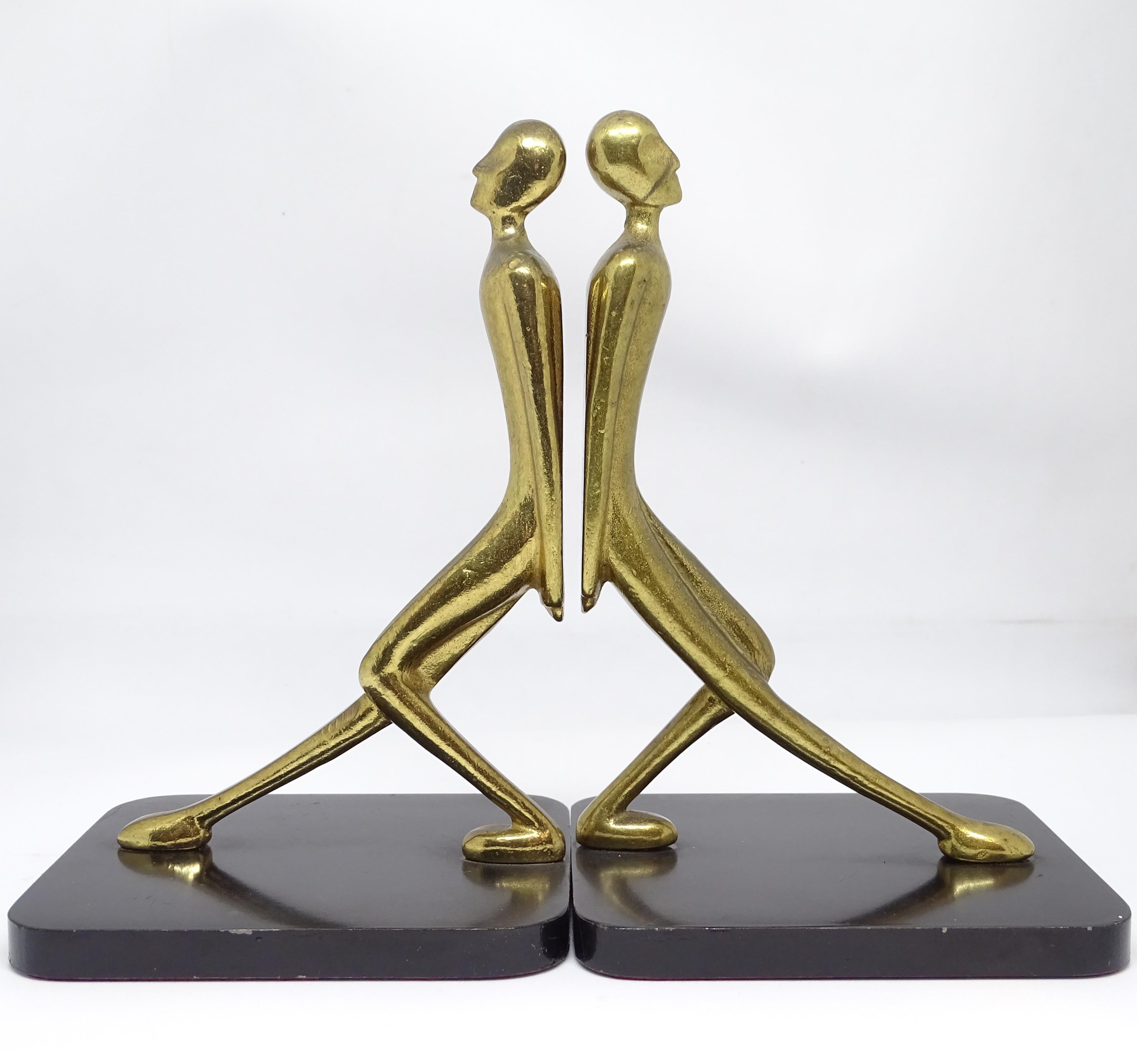 Art Deco Austrian pair of Bronze sculptures figurative, abstractat 3